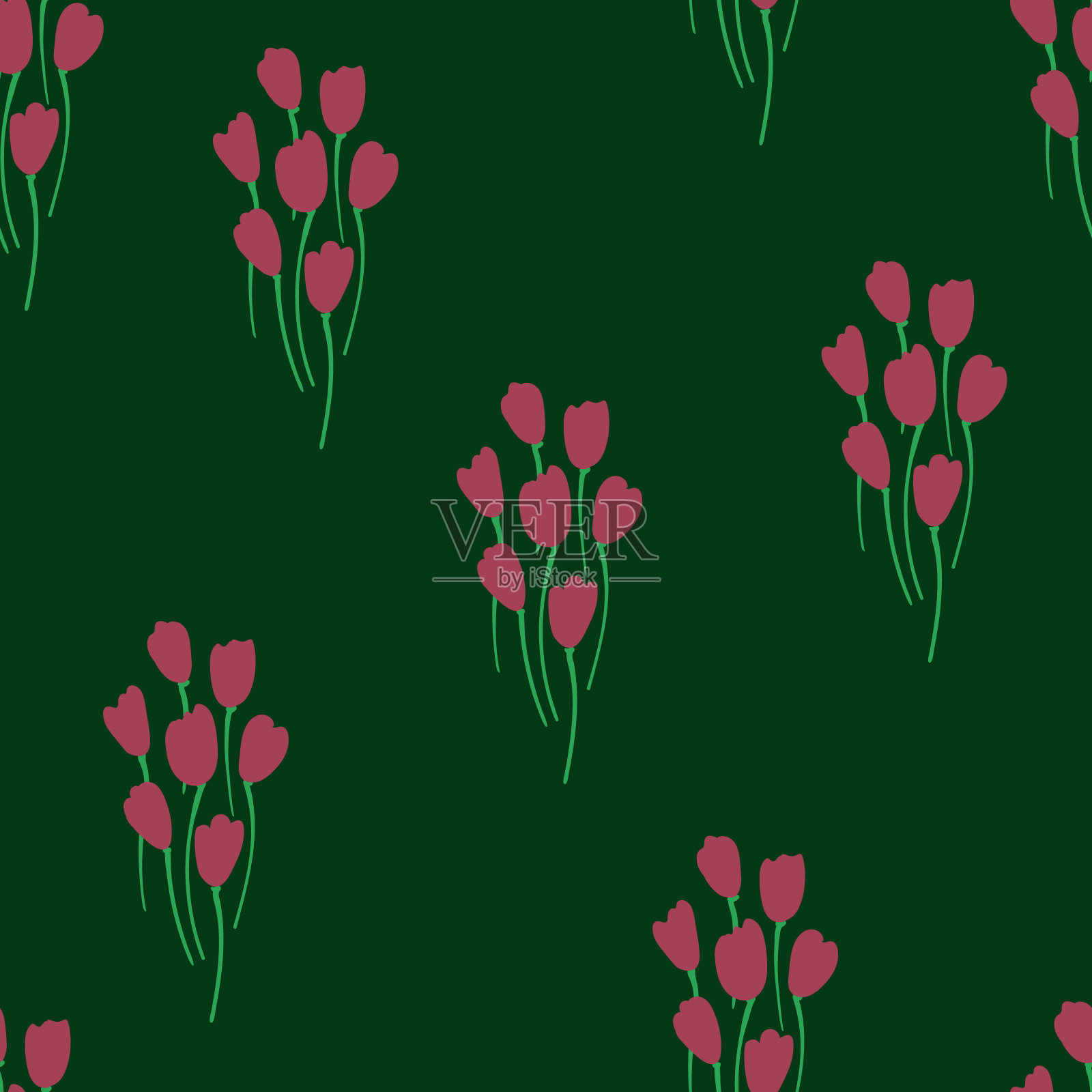 纯朴的无缝花卉图案。插画图片素材