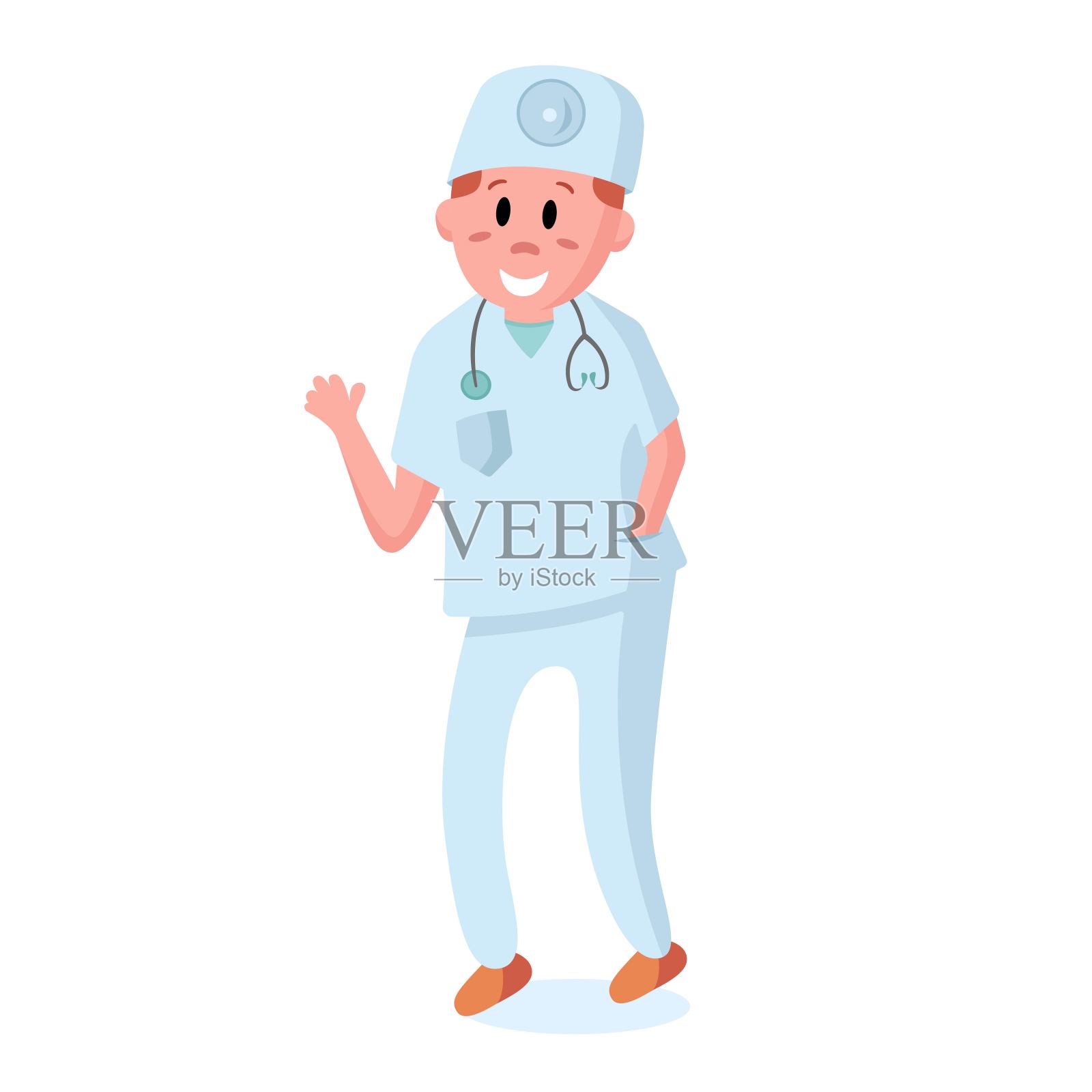 的职业。矢量插图。人的医生。性格，日常工作的商业海报。平插画图片素材