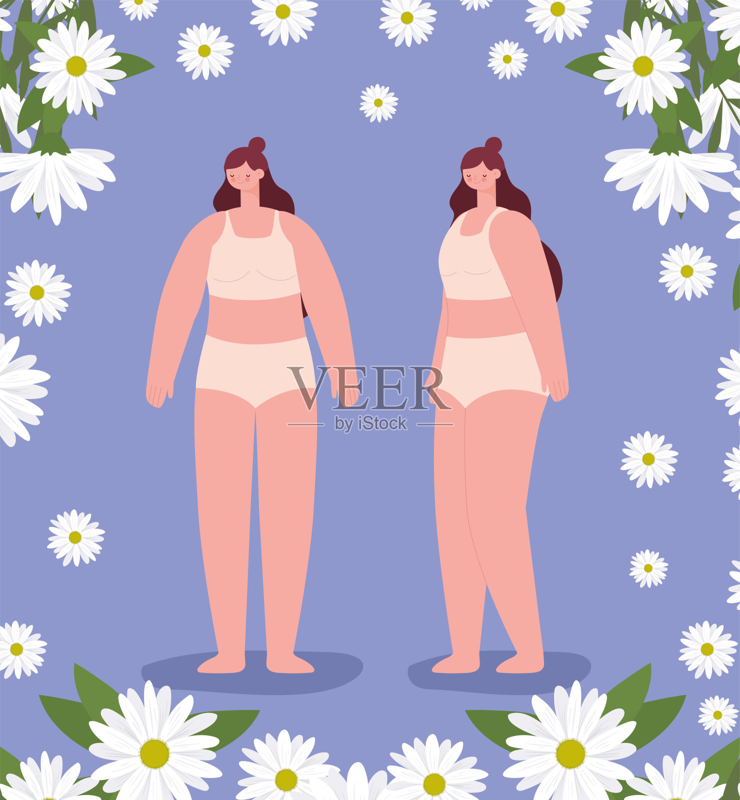 可爱的女人对插画图片素材