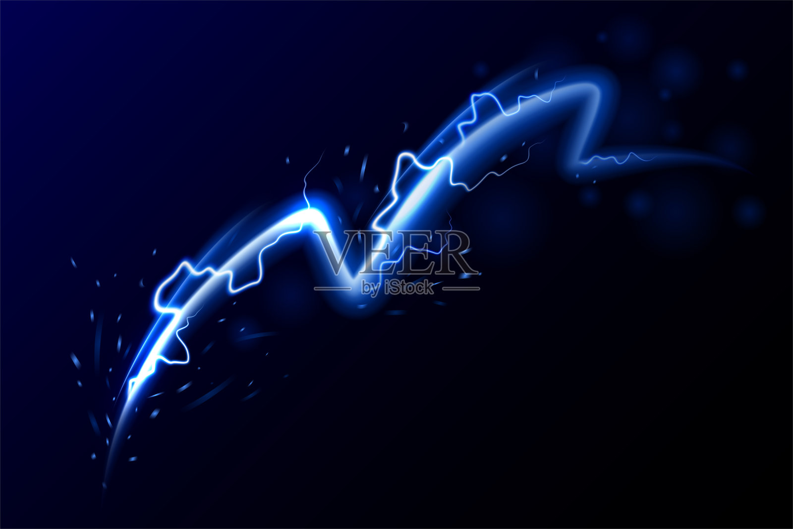 闪烁闪电的抽象效果。能源费用。蓝色发光的闪光设计元素图片