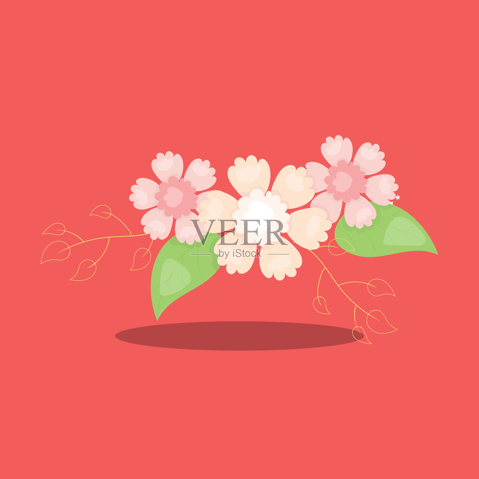 可爱的自行车花红07插画图片素材