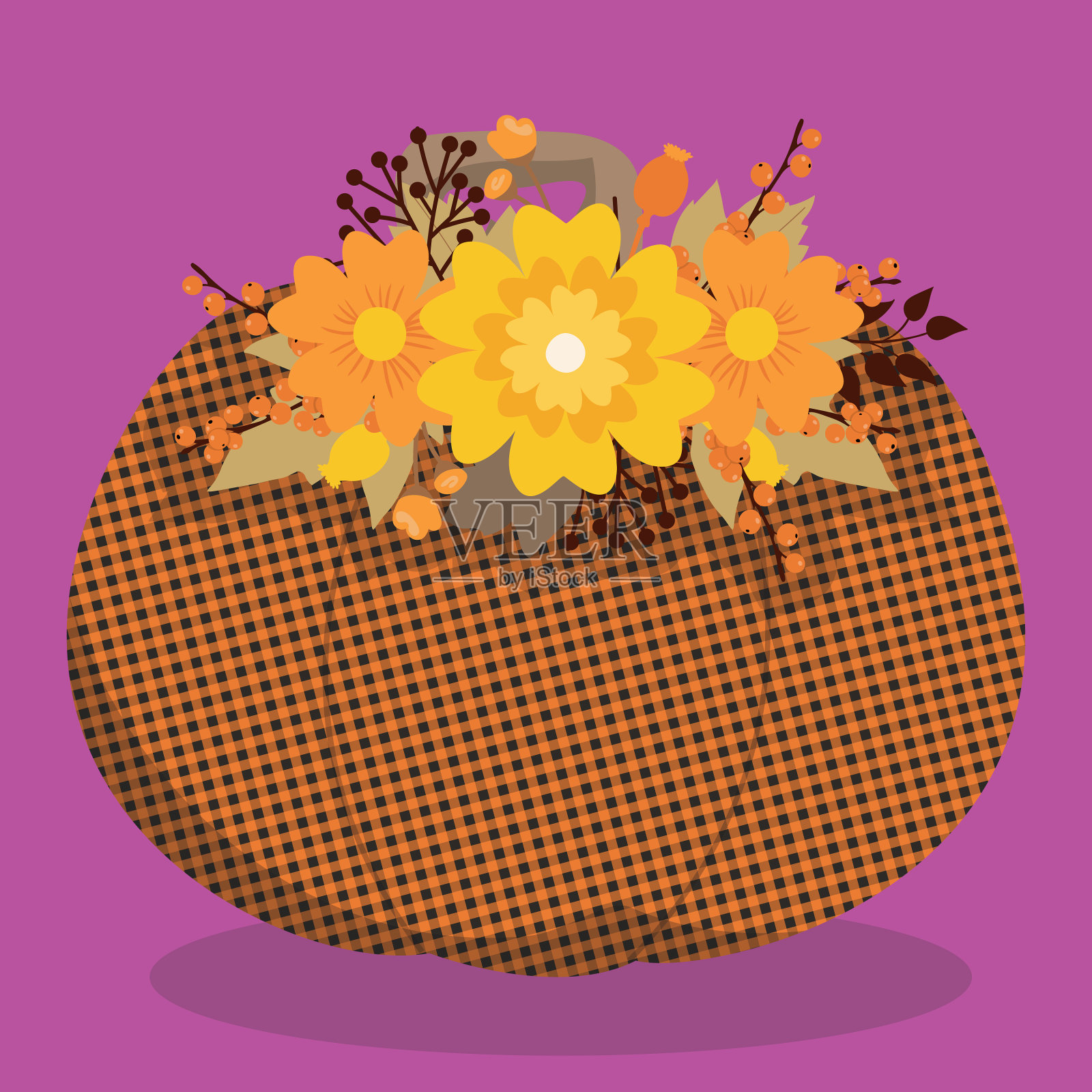 秋车顶黄花10朵插画图片素材