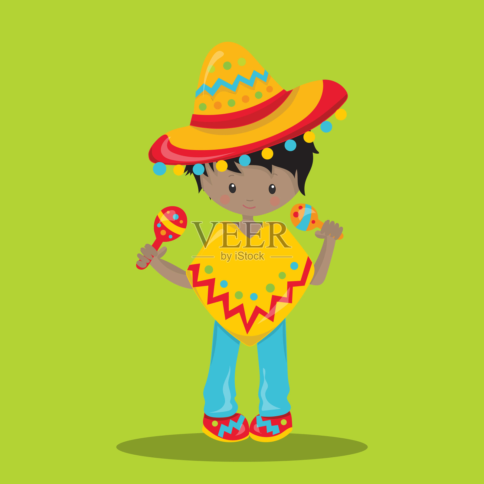 节日男孩黑，黑皮肤06插画图片素材