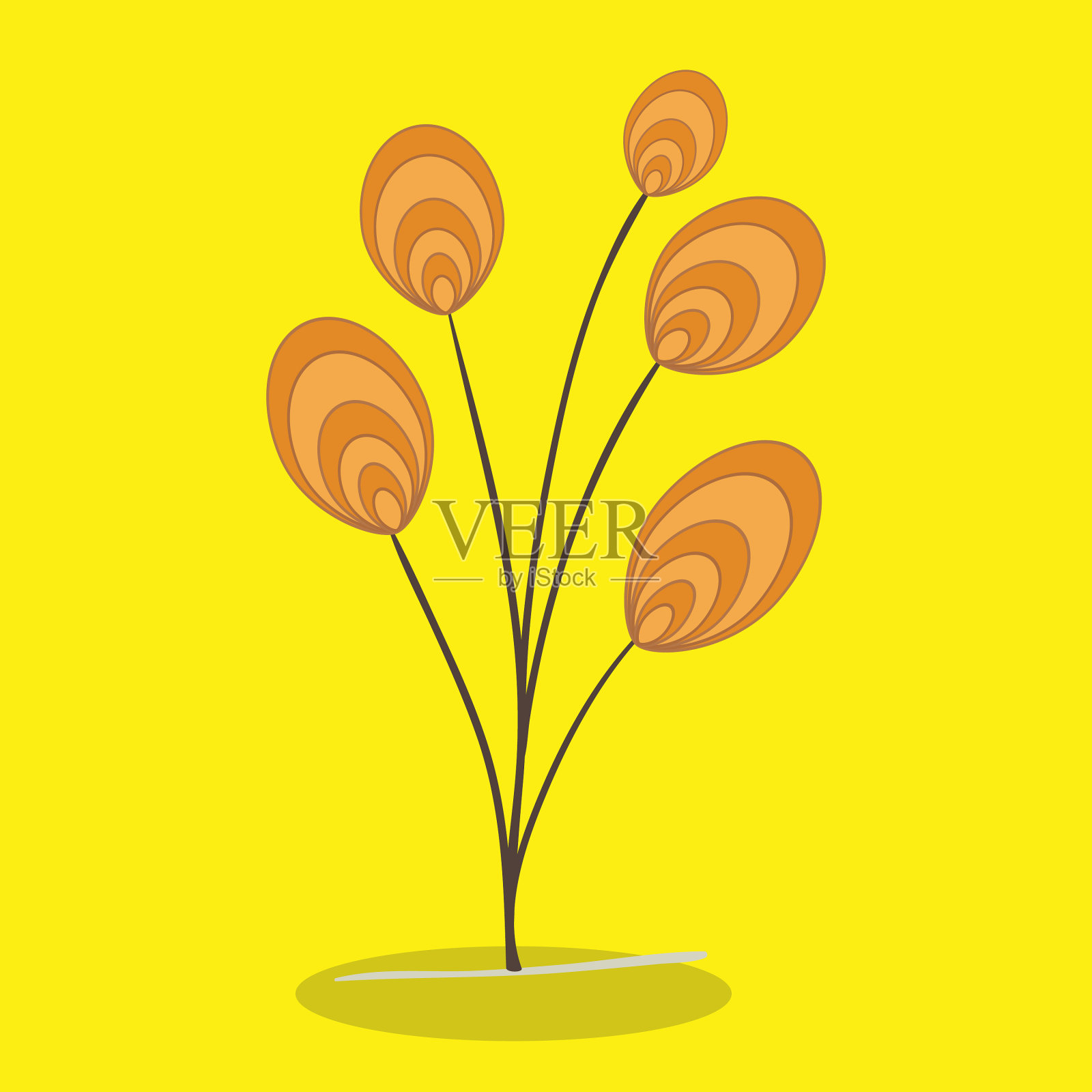 房子树橙10插画图片素材