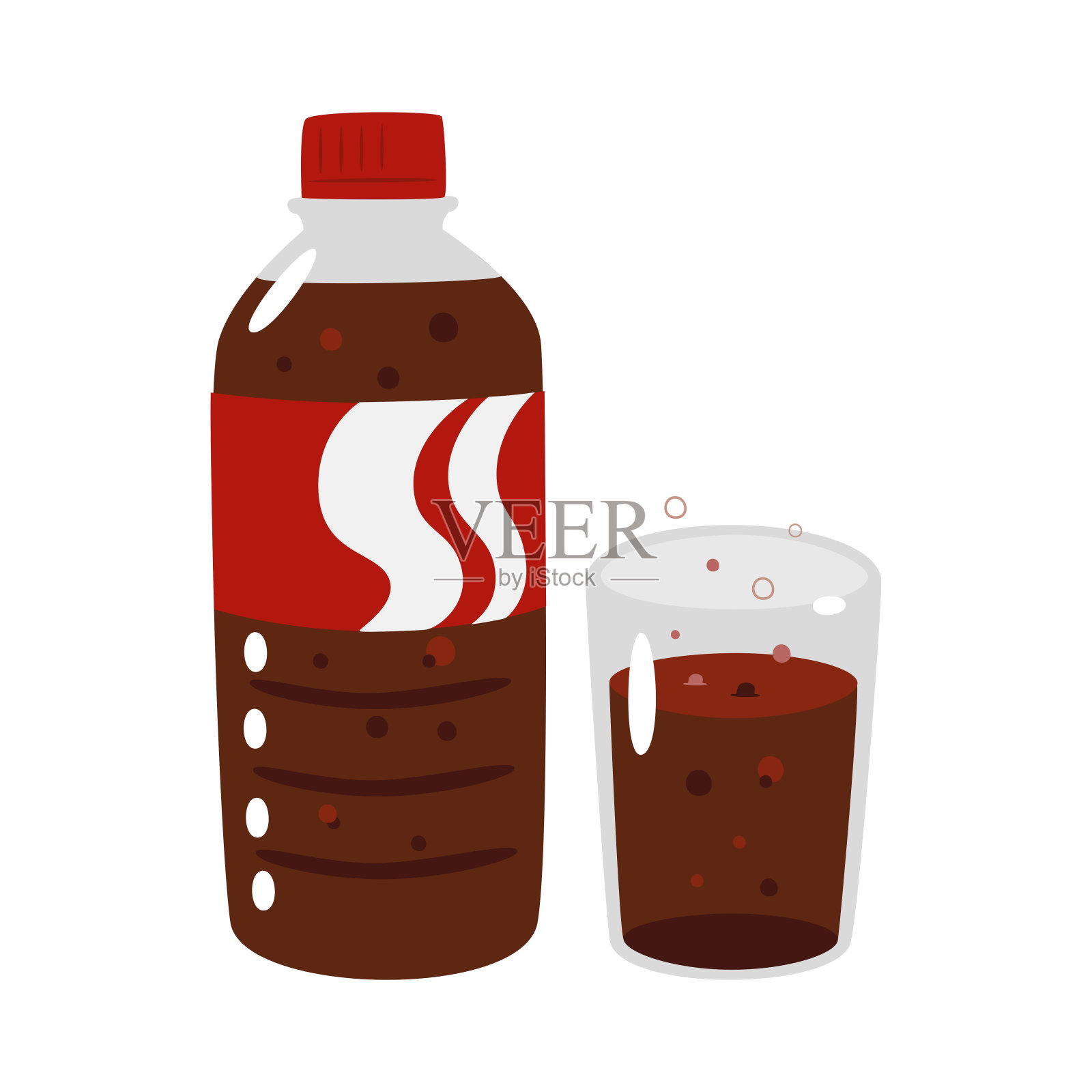 插图的可乐。装在塑料瓶里的可乐味汽水。插画图片素材