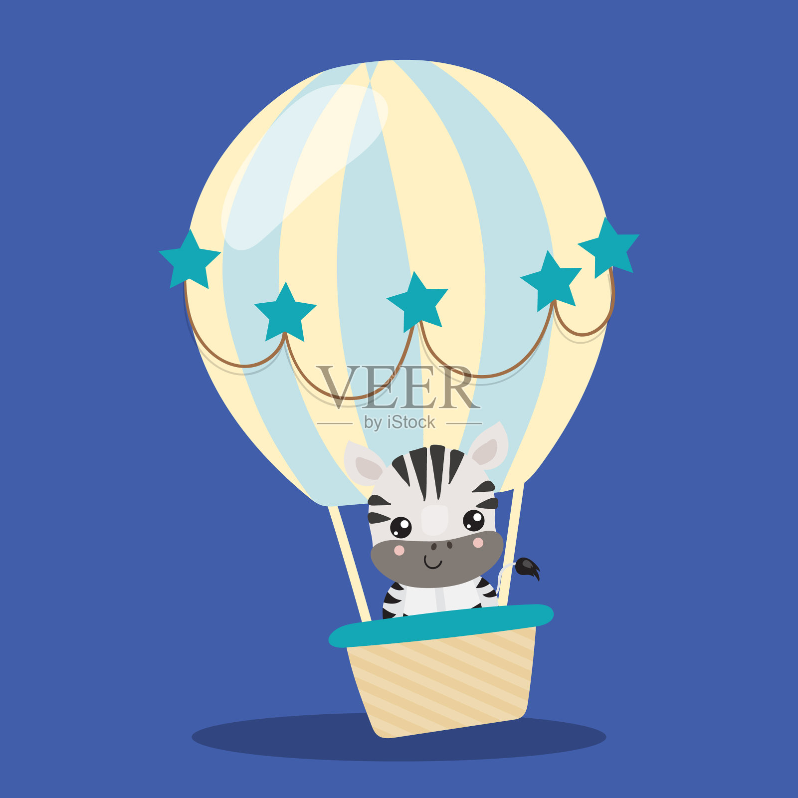 星星热气球斑马03插画图片素材
