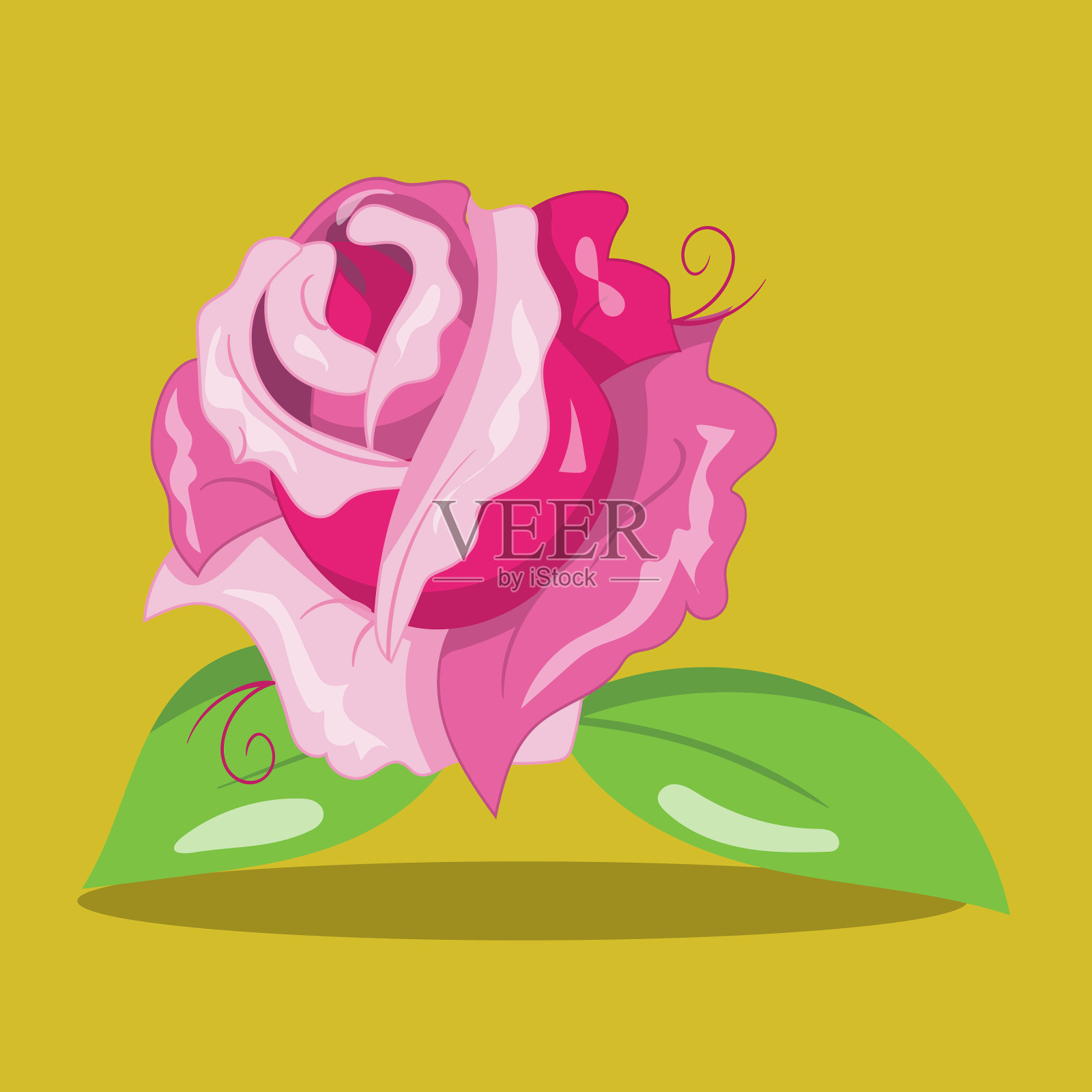 茶时间玫瑰叶11插画图片素材