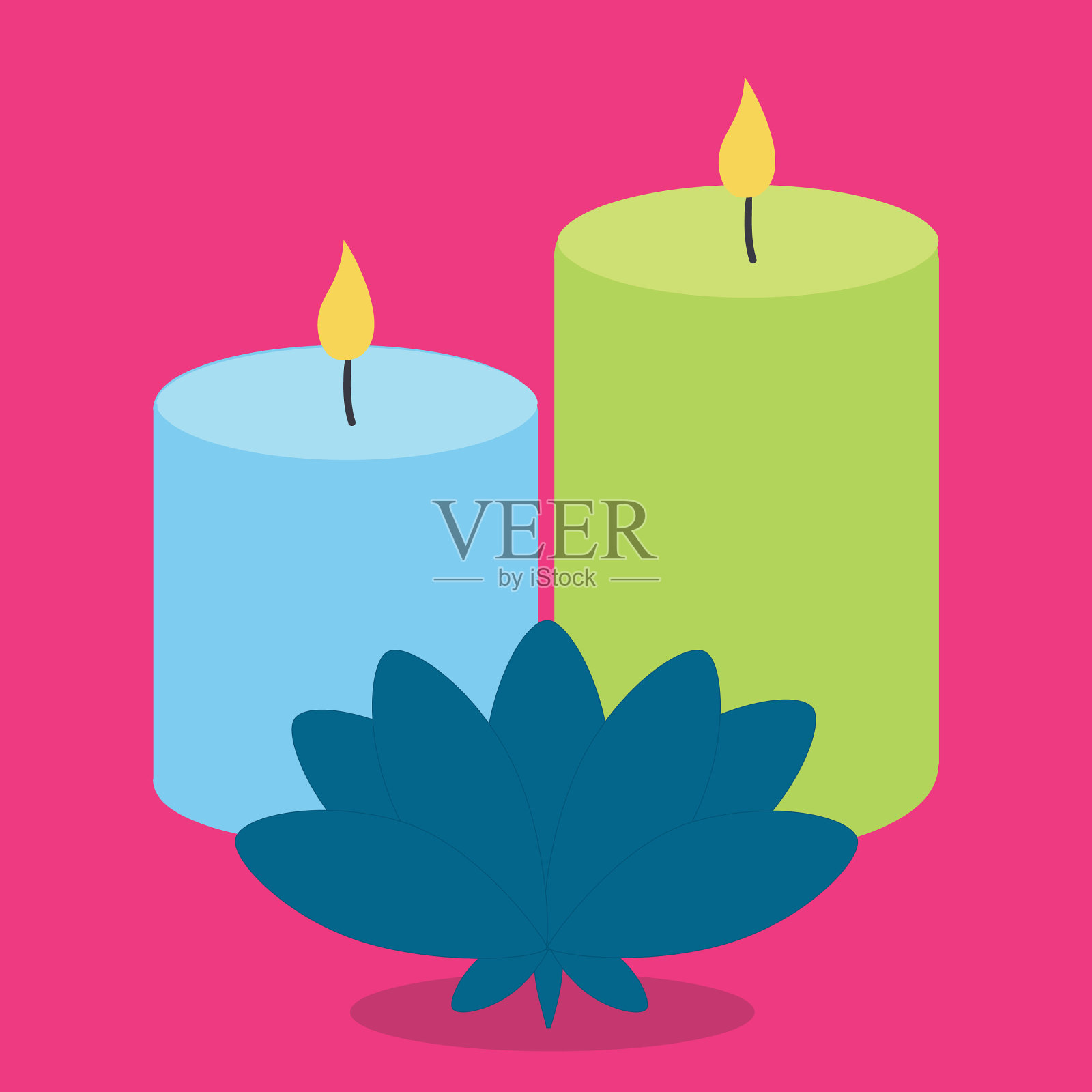 瑜伽蜡烛莲花11插画图片素材