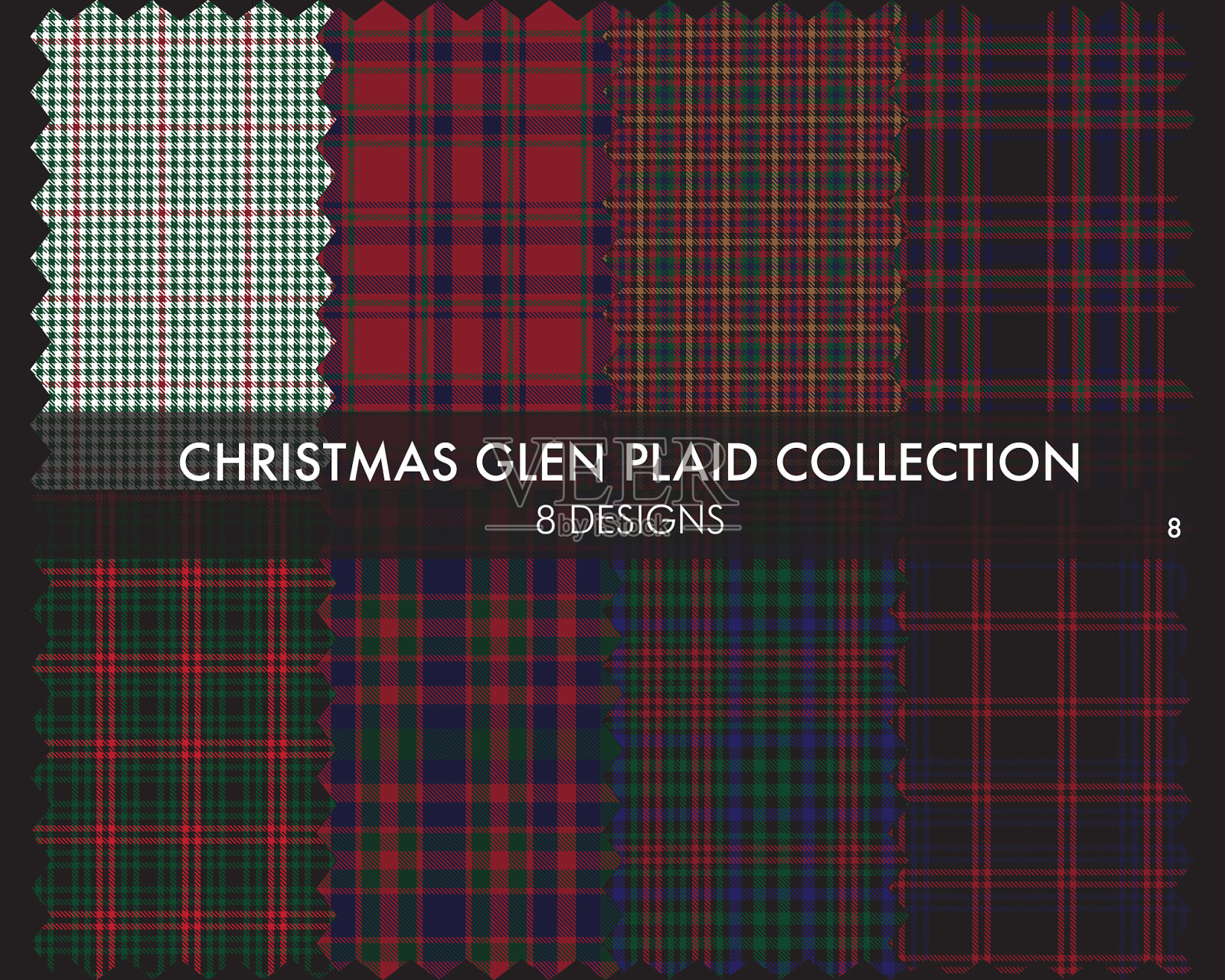 圣诞格伦格子呢无缝格子图案插画图片素材