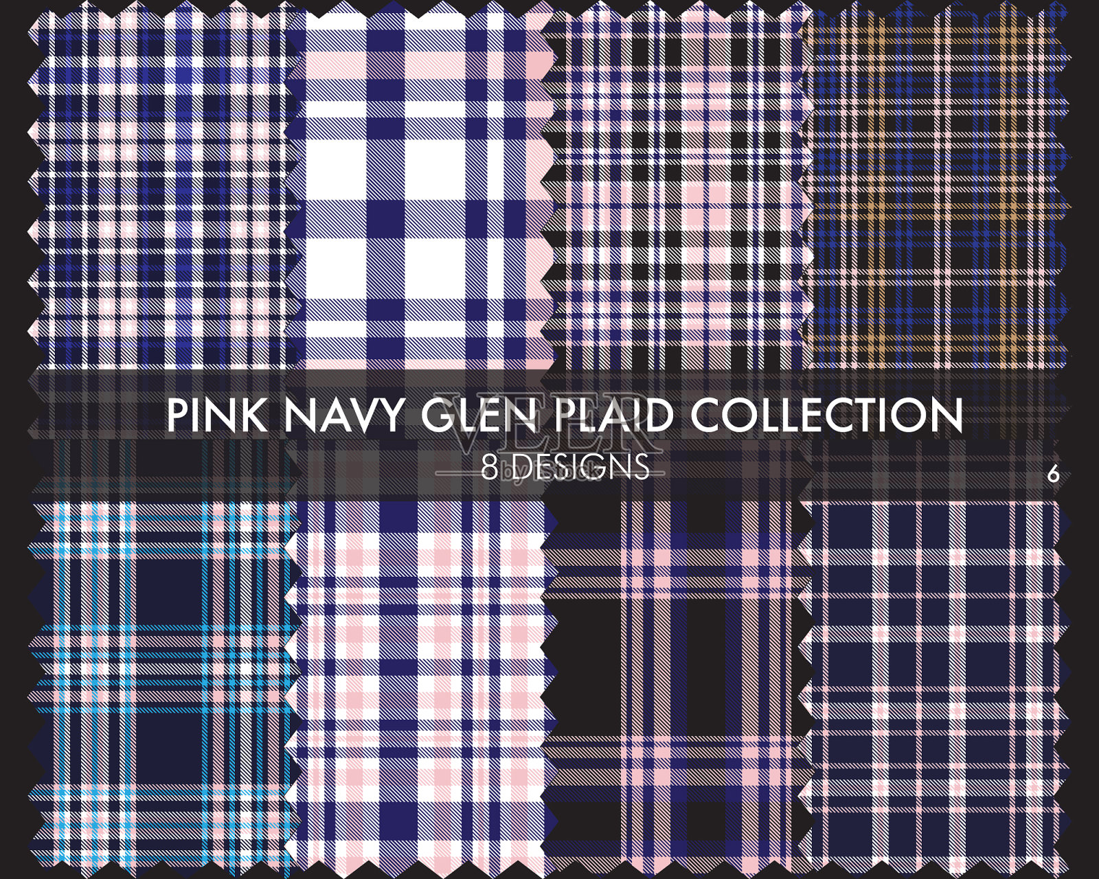 粉红色海军格纹格子无缝图案插画图片素材