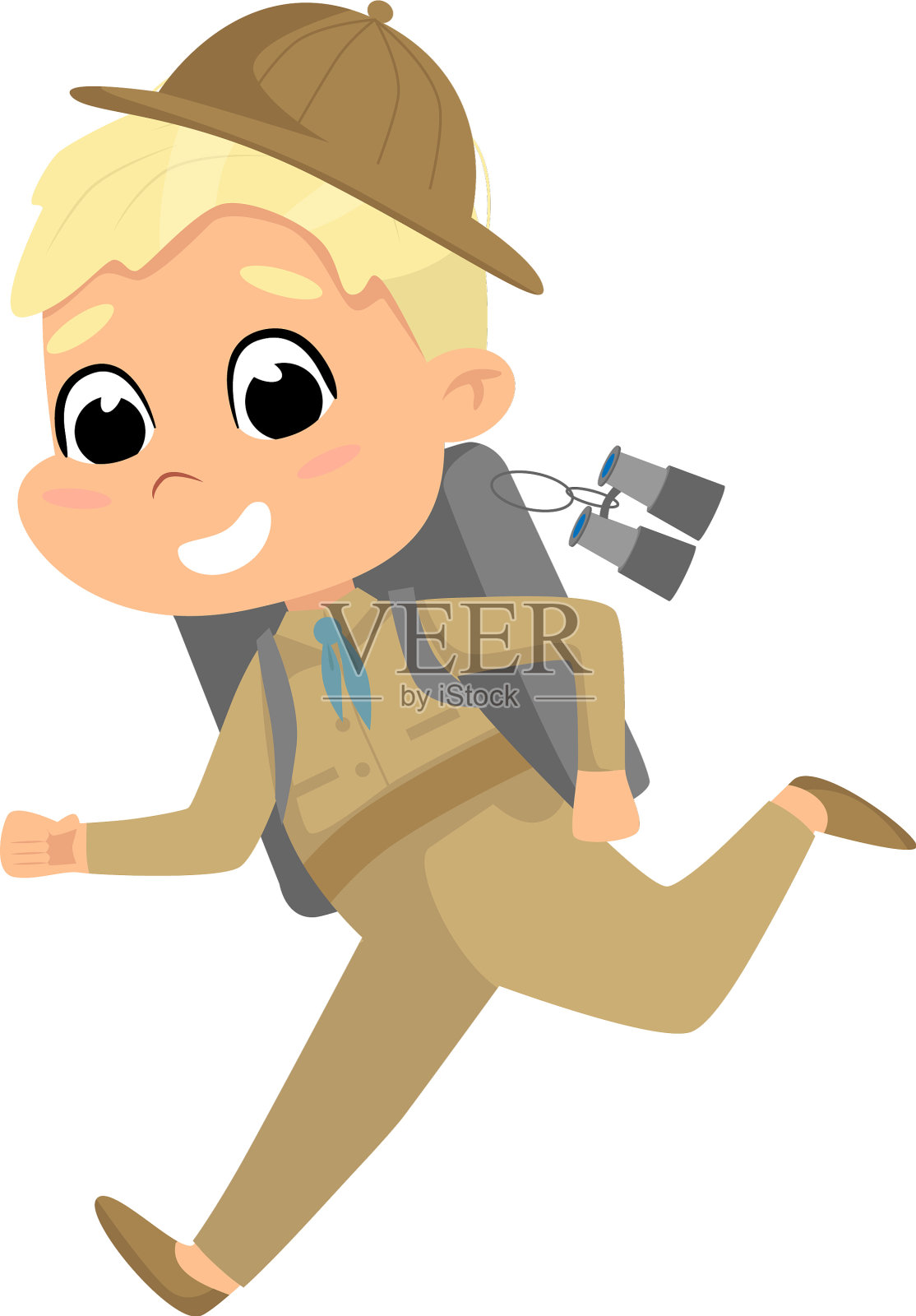 童军男孩背着背包跑着可爱的童军设计元素图片