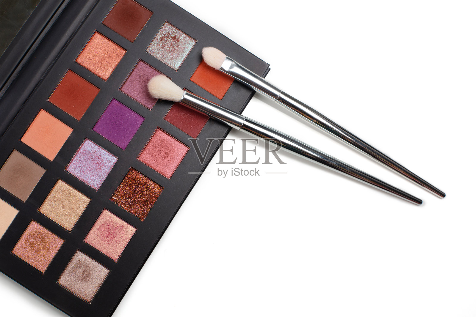 橙色眼影调色板与笔刷照片摄影图片
