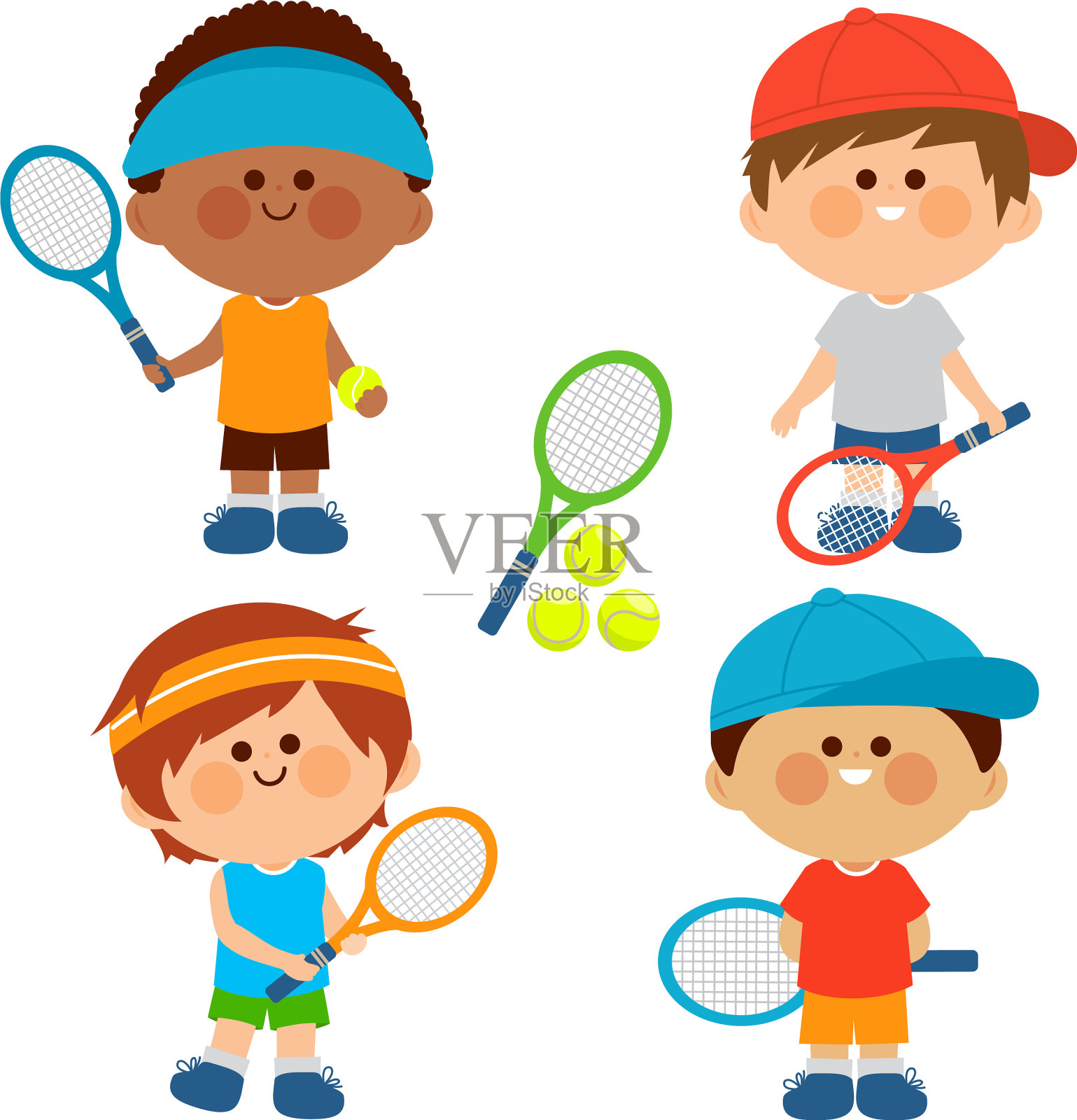 男孩的网球运动员插画图片素材