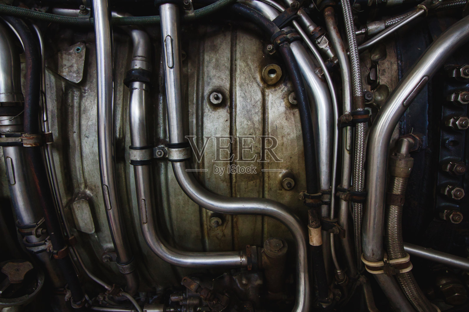 喷气发动机内部用金属管和金属管的工作原理照片摄影图片