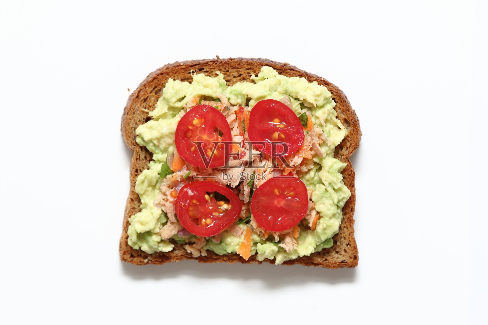 早餐准备的一片面包上的美味佳肴照片摄影图片