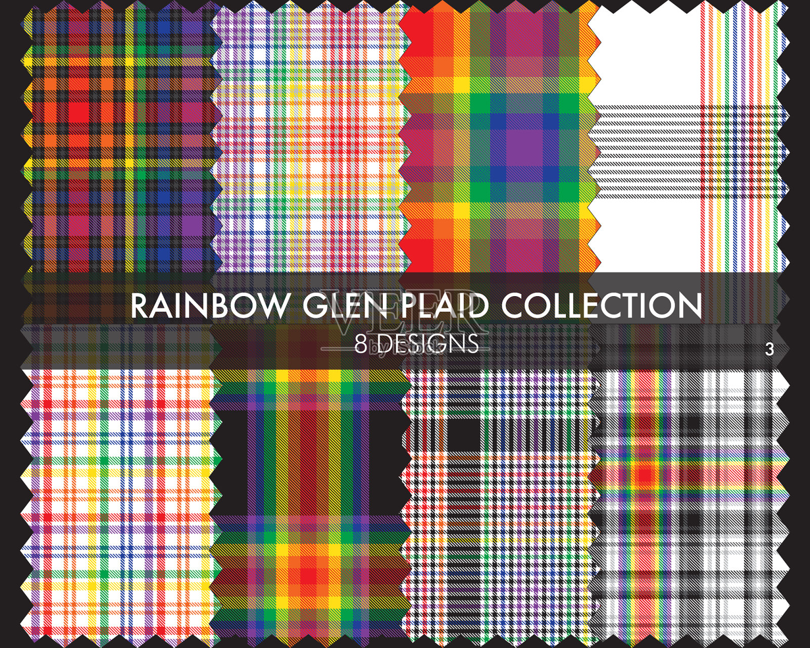 彩虹峡谷格子纹理无缝图案插画图片素材