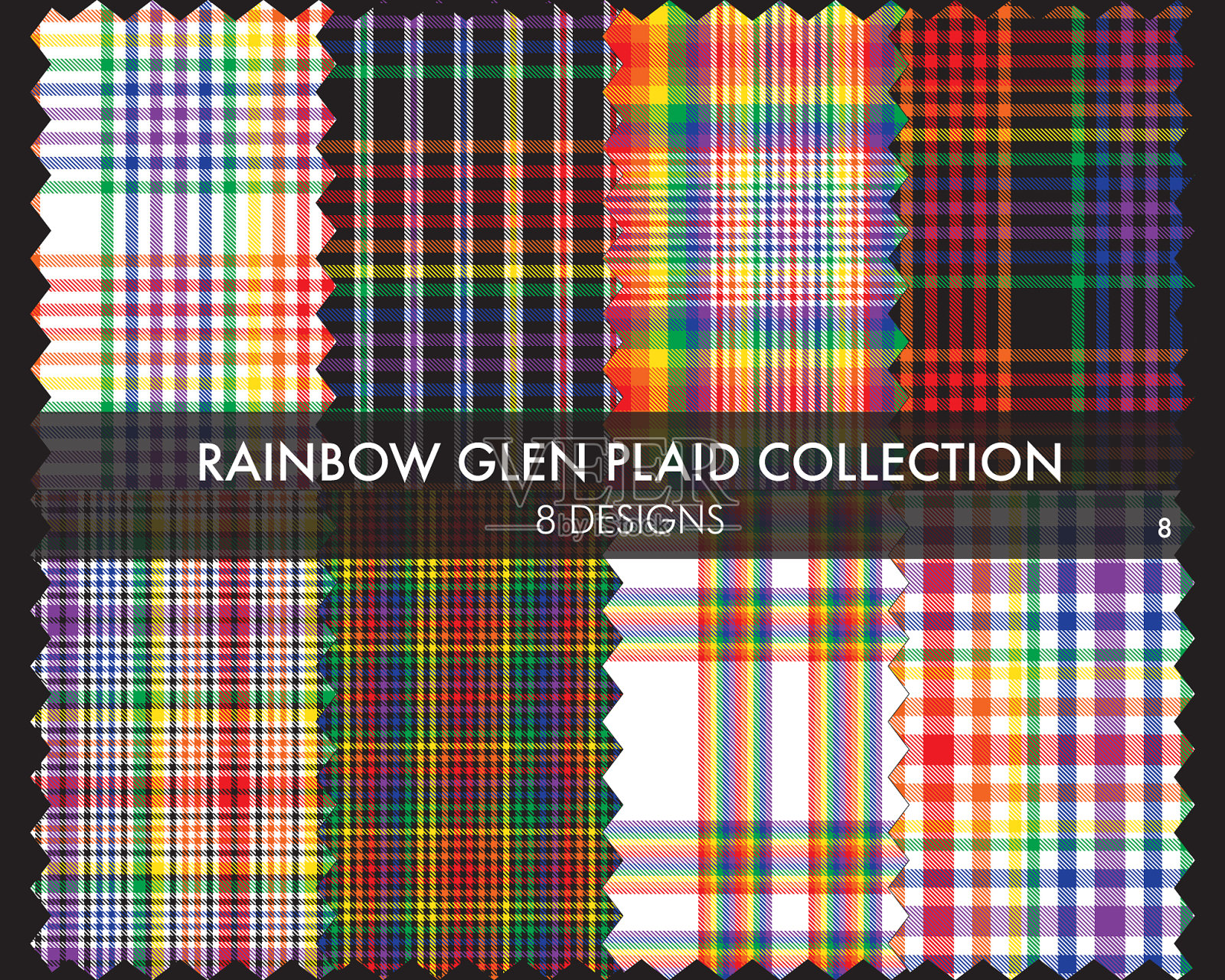 彩虹峡谷格子纹理无缝图案插画图片素材