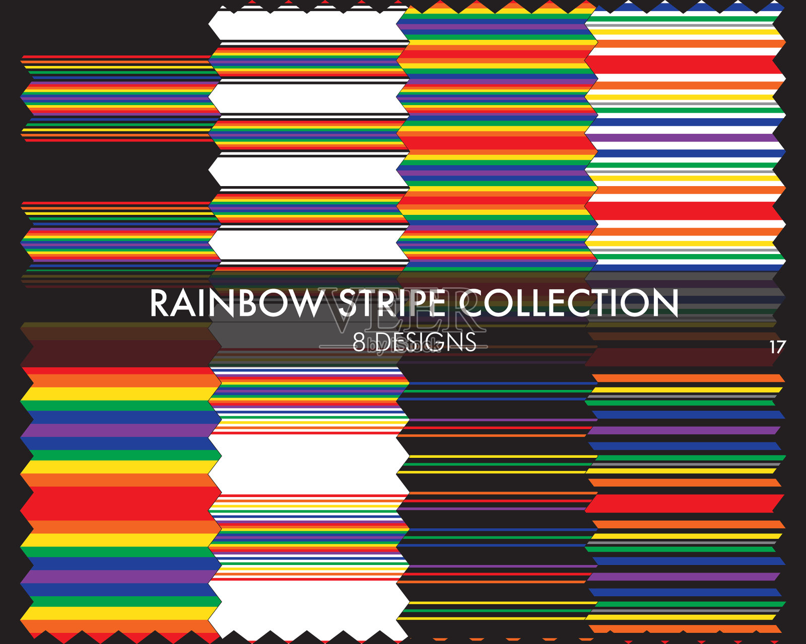 彩虹条纹无缝图案系列插画图片素材