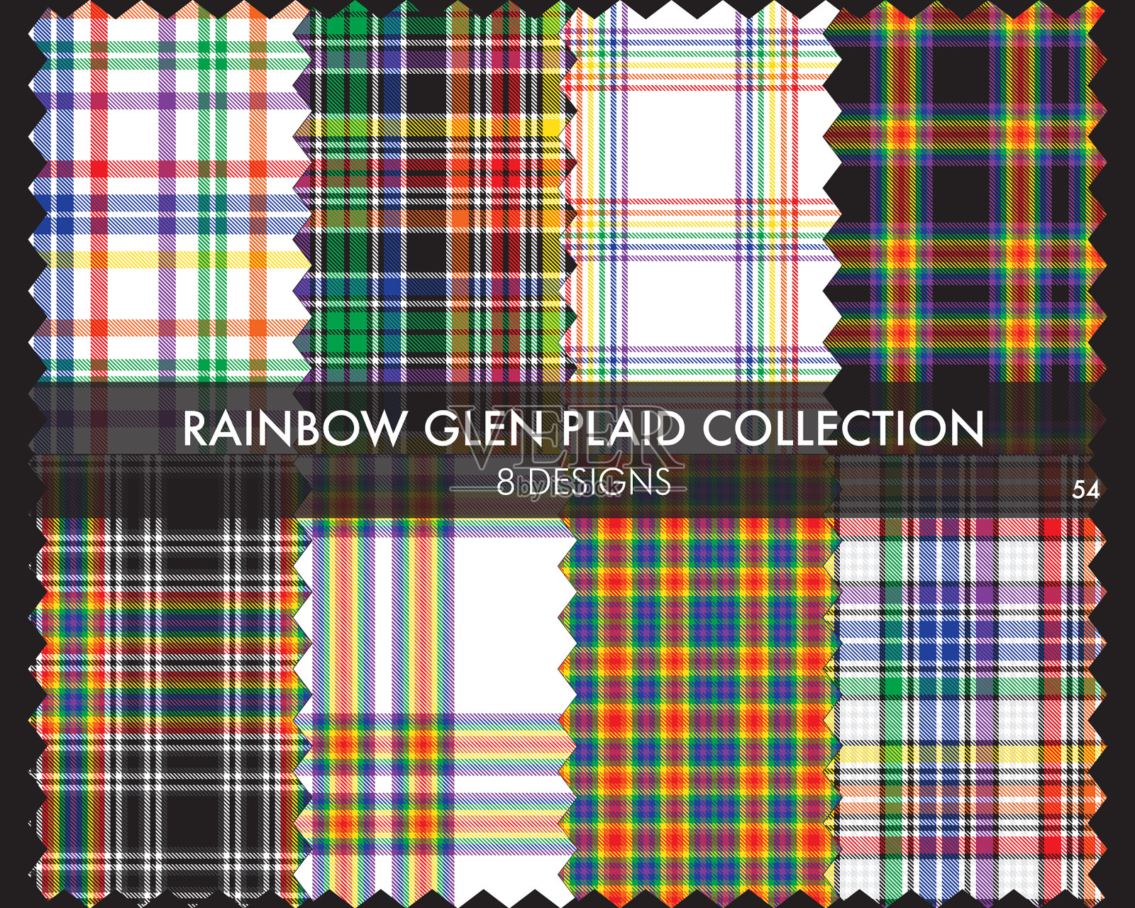 彩虹峡谷格子纹理无缝图案插画图片素材