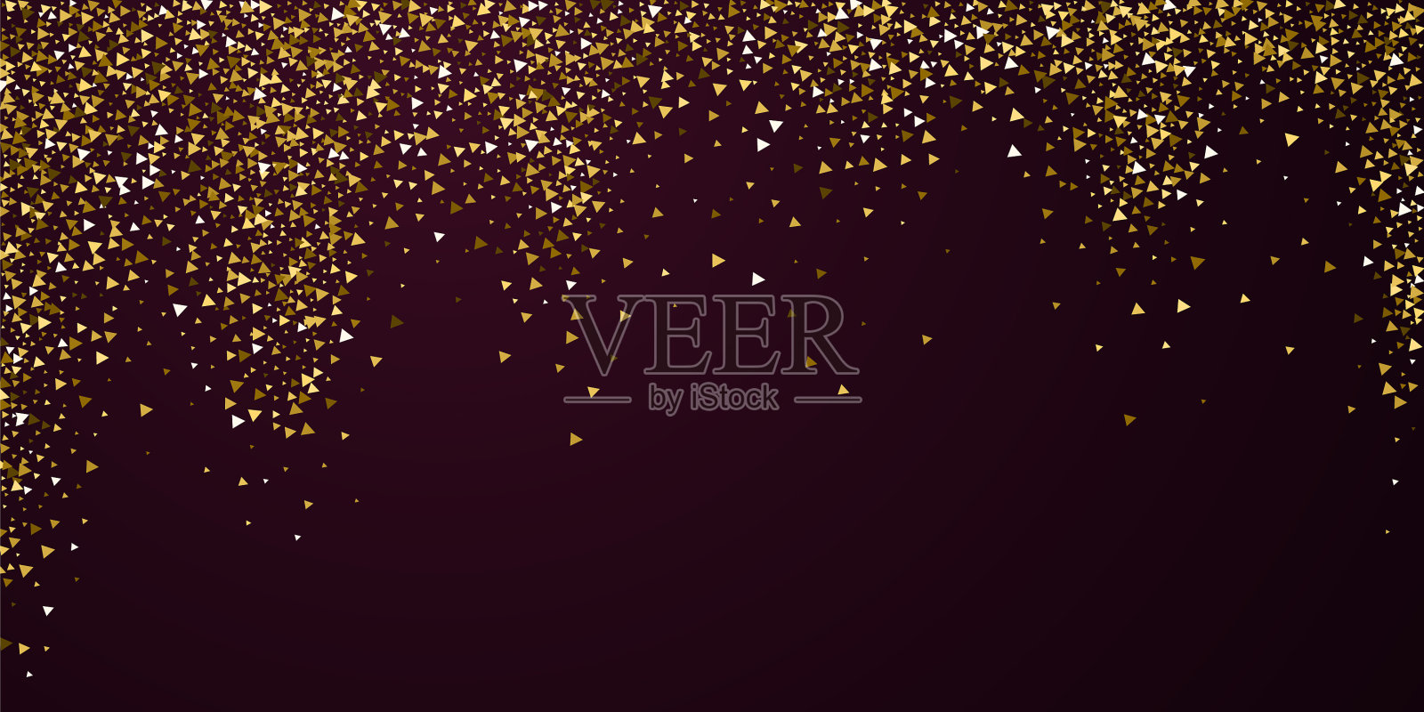 金色三角形豪华闪闪的五彩纸屑散落插画图片素材