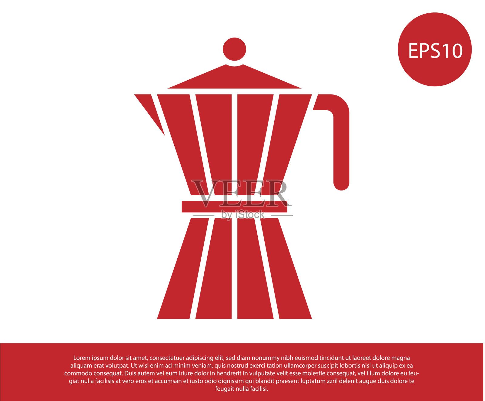 红色咖啡壶moca壶图标孤立在白色插画图片素材