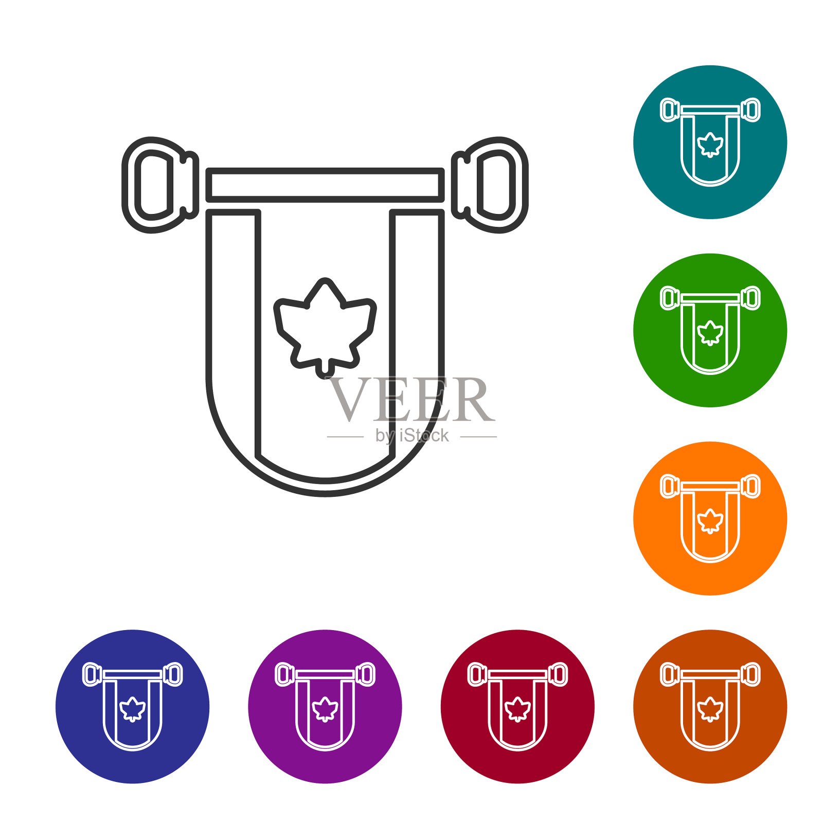 黑线三角旗加拿大图标孤立图标素材