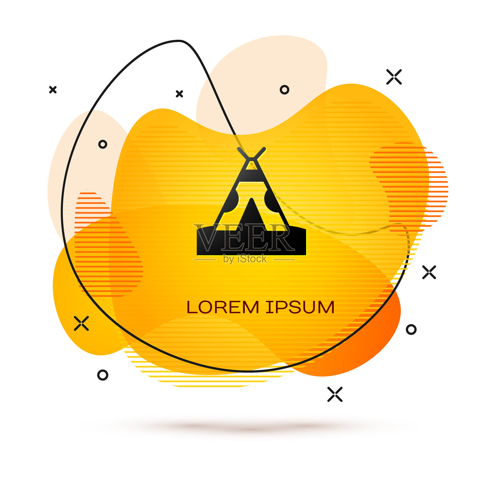 黑色的传统印度帐篷或棚屋图标插画图片素材