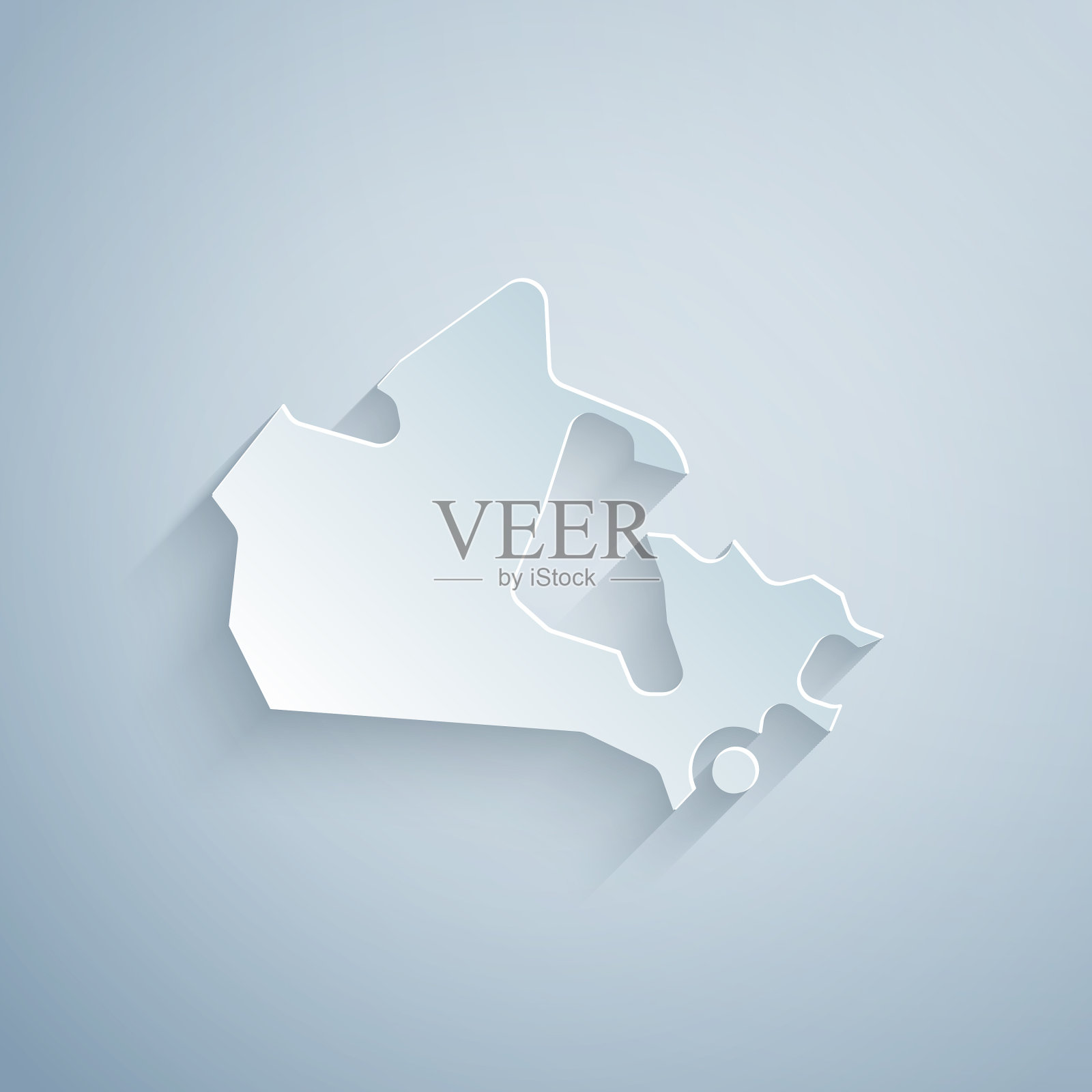 剪纸加拿大地图图标孤立在灰色插画图片素材