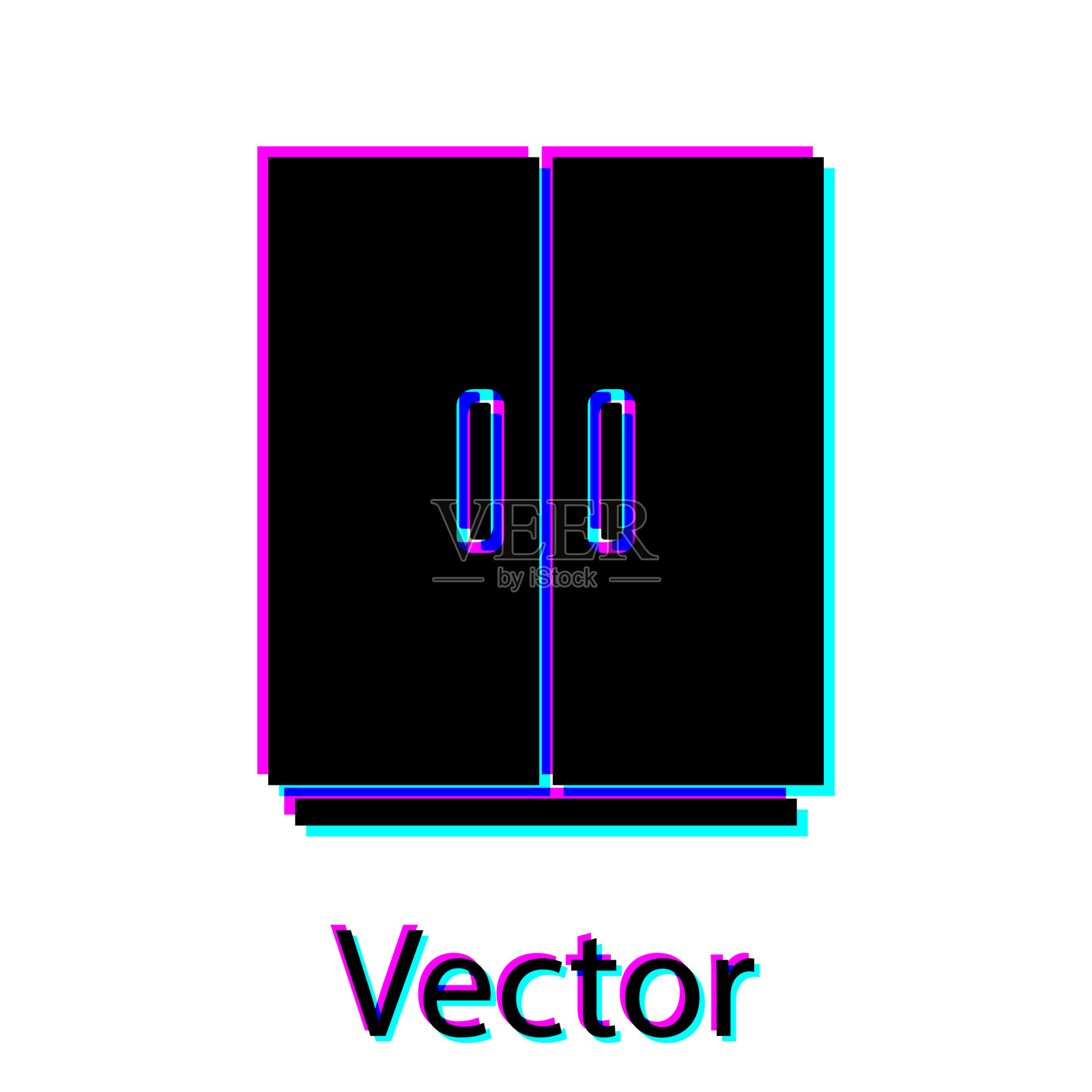 黑色衣橱图标孤立在白色背景插画图片素材