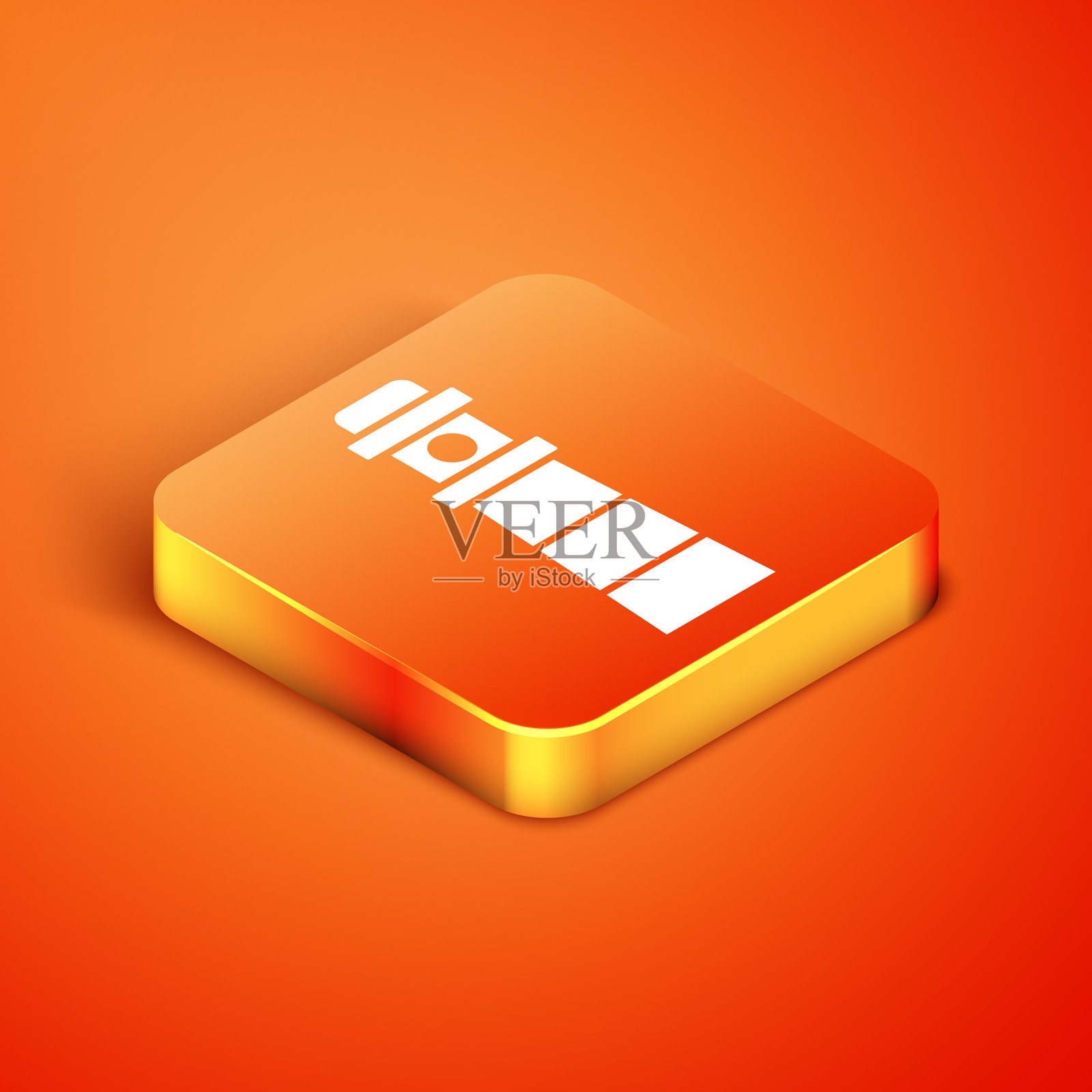 等距灯塔图标孤立在橙色上图标素材