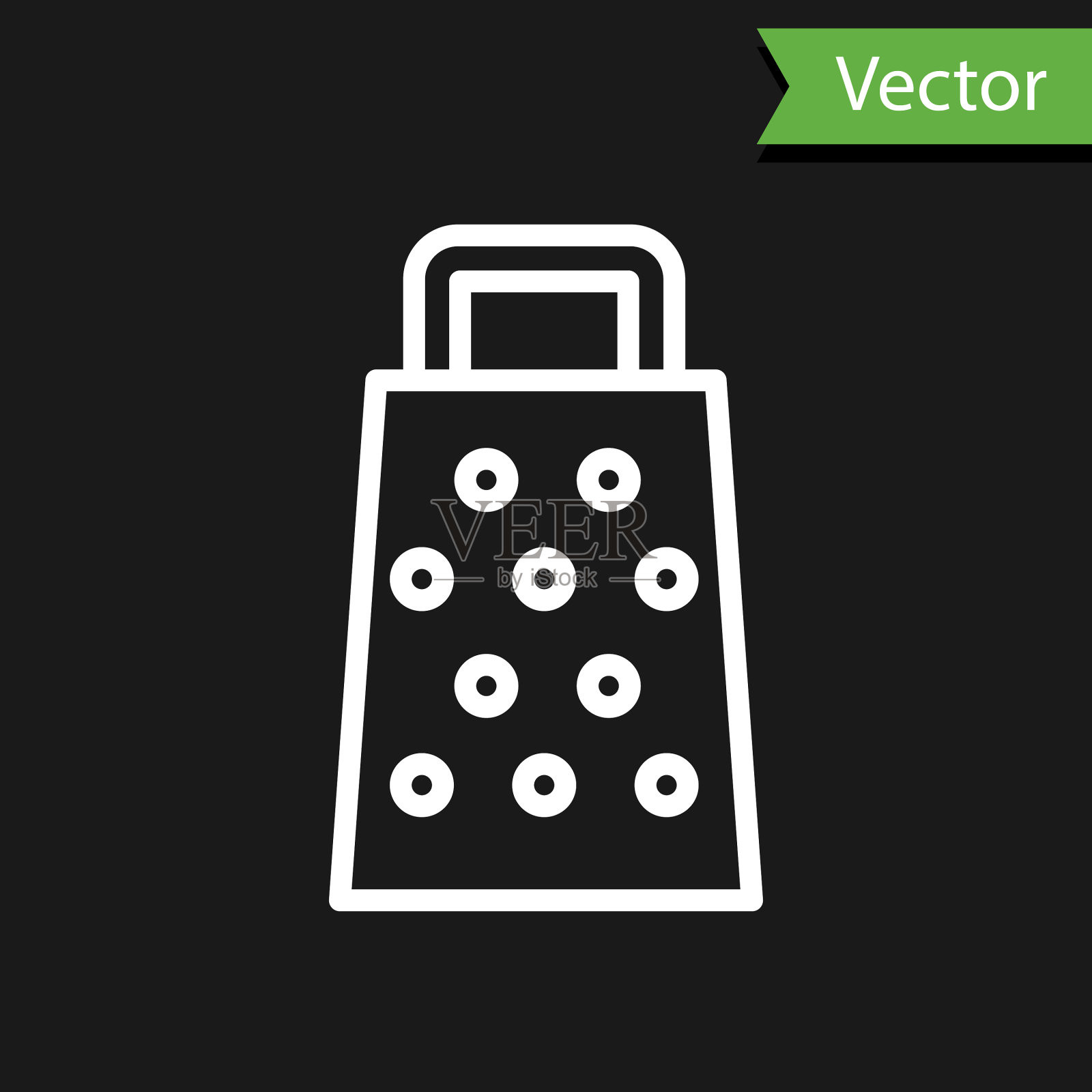 白线刨丝器图标孤立在黑色上插画图片素材
