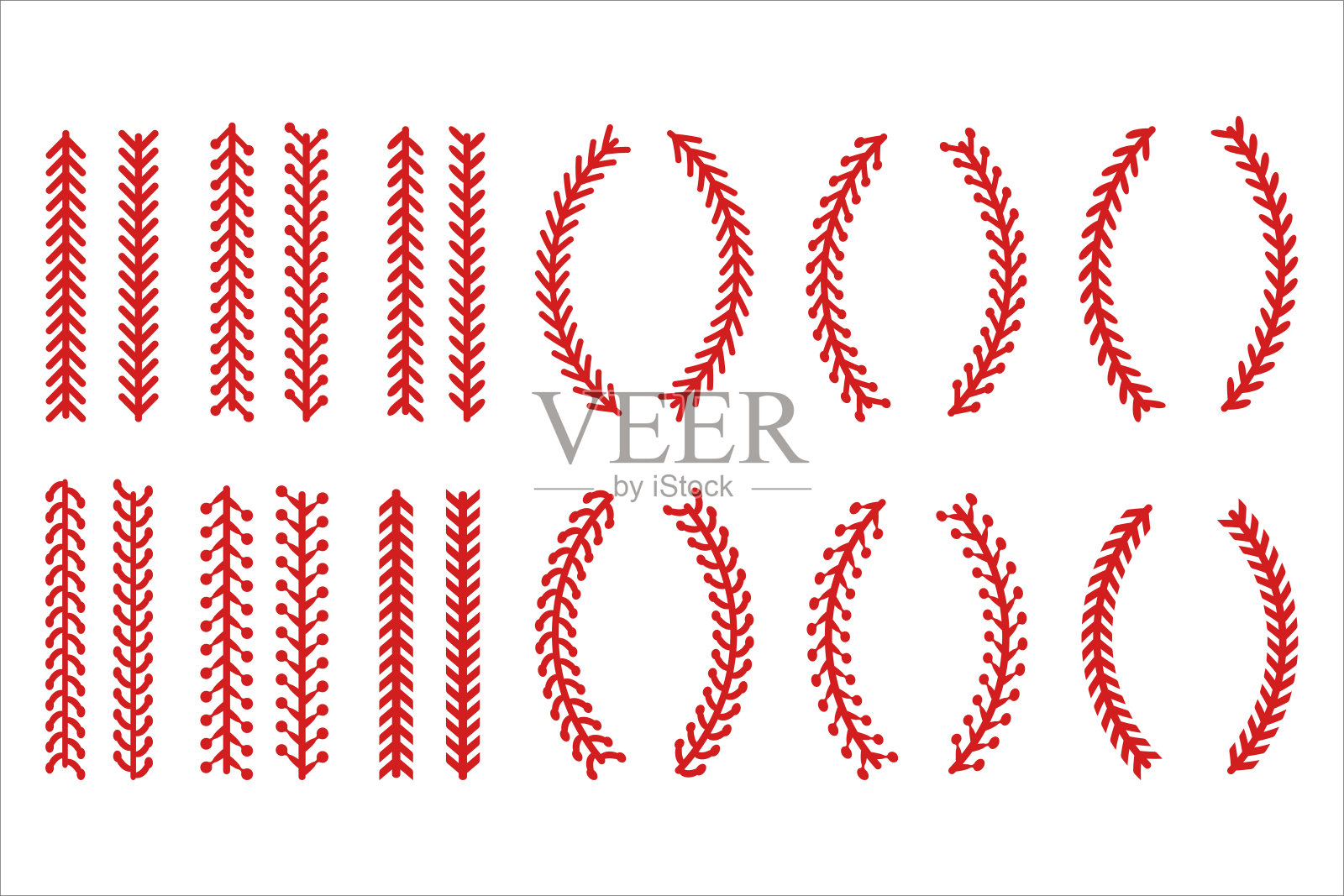 棒球的红色缝线或缝线隔离在白色背景上。设计元素图片