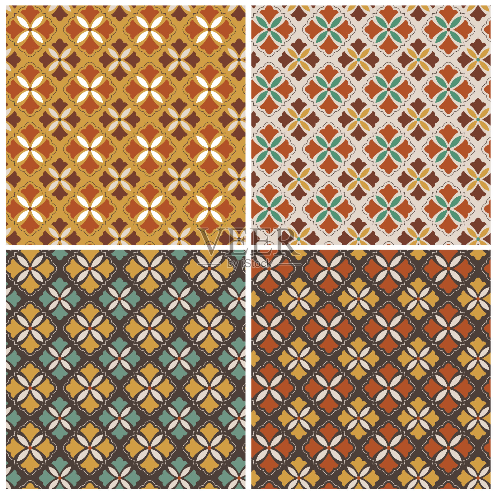 华丽装饰几何矢量瓷砖图案插画图片素材