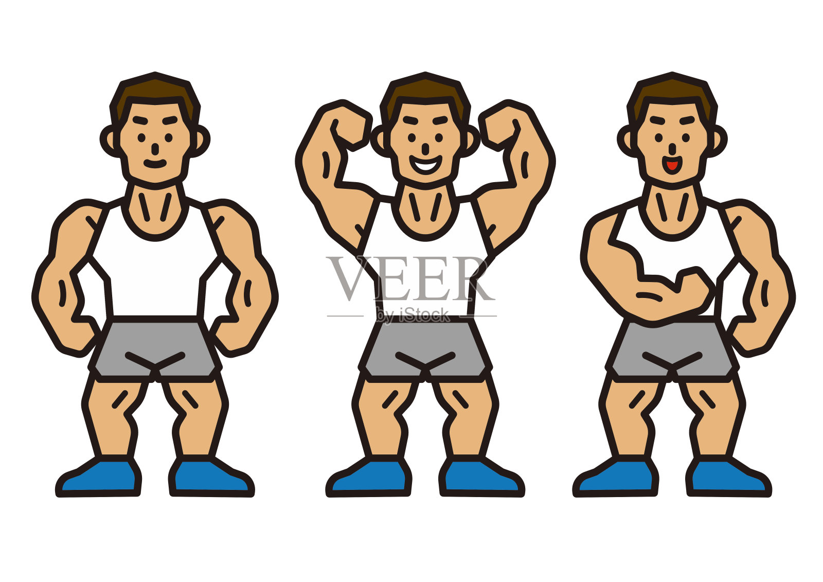 肌肉发达的男人插画图片素材