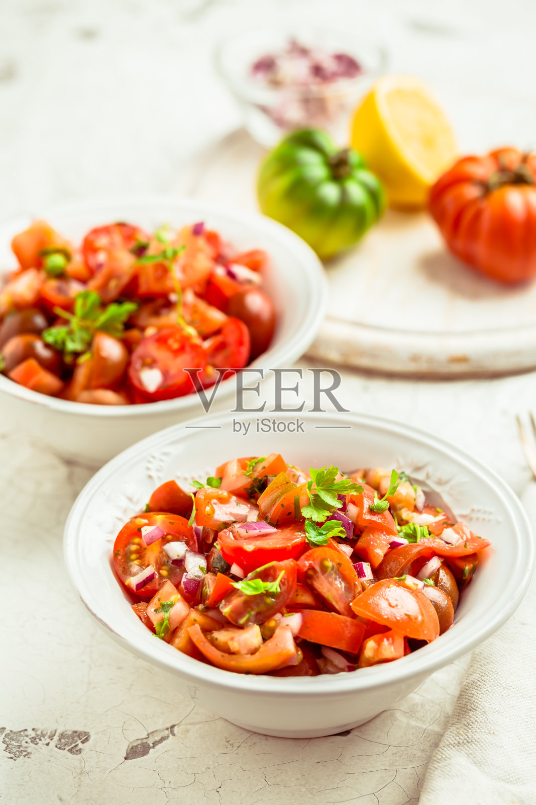 墨西哥番茄沙拉，墨西哥辣酱，洋葱照片摄影图片