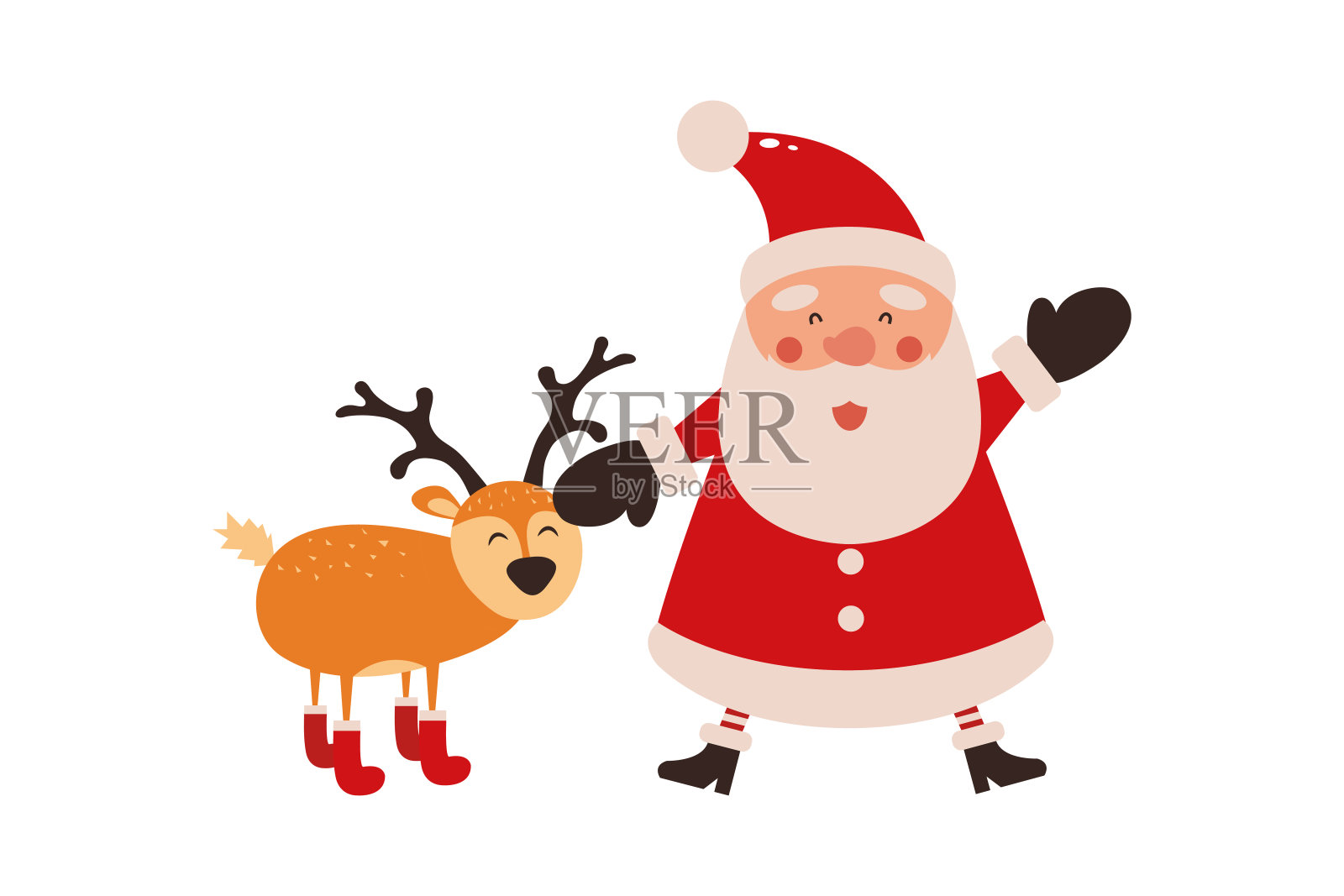 矢量插图可爱的圣诞老人吉祥物或角色孤立的白色背景。平的风格设计元素图片