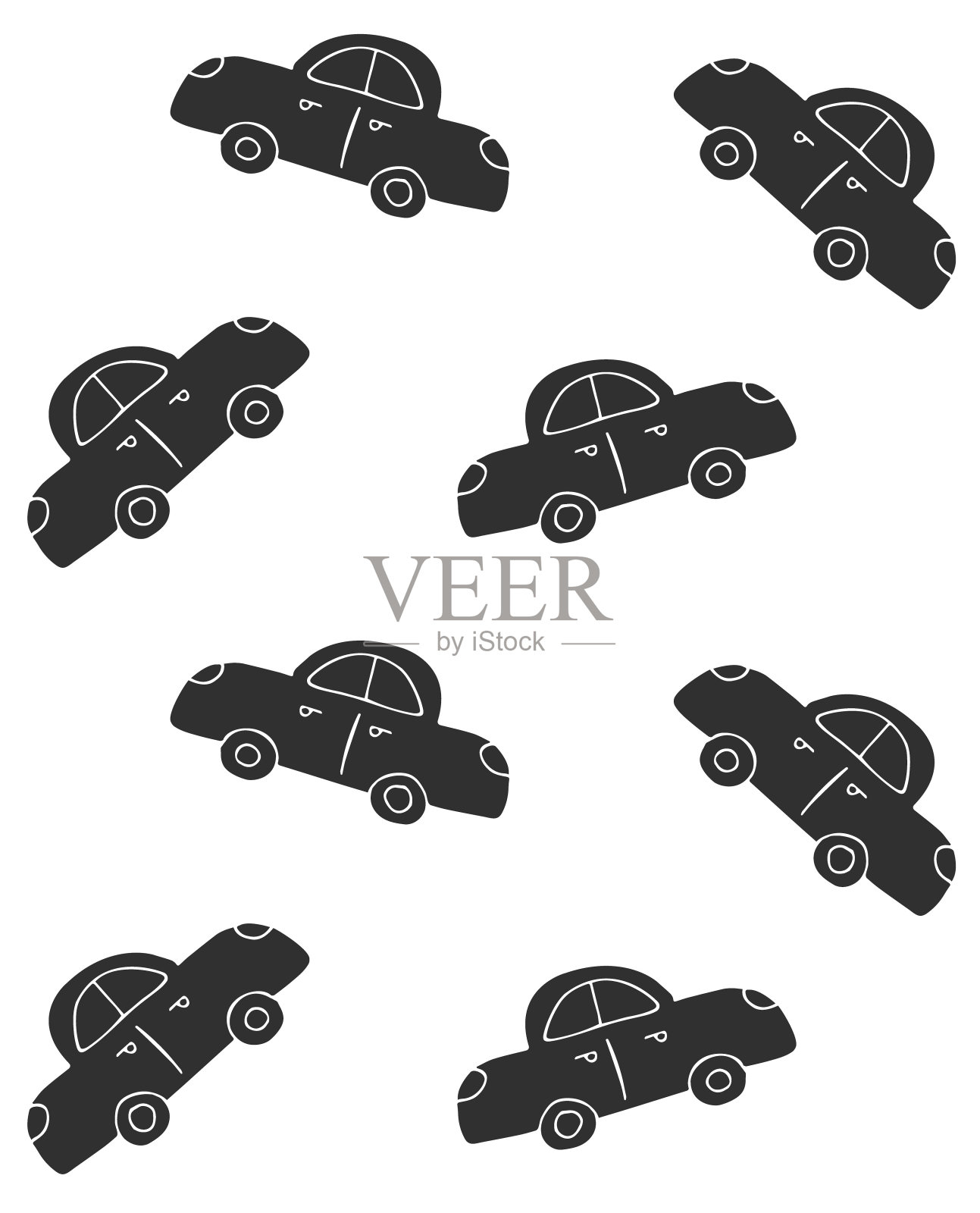 矢量无缝模式的黑色手绘涂鸦素描车设计元素图片