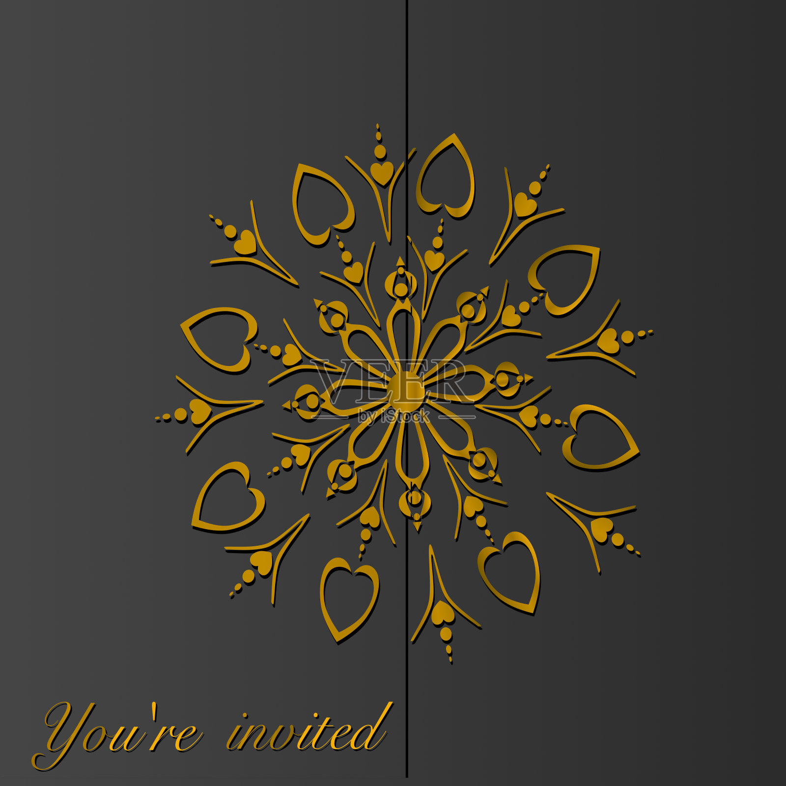金色抽象曼达尔装饰图案的背景，邀请，卡片，优质模板。设计模板素材