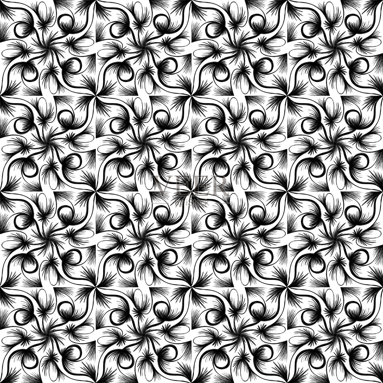 无缝黑白几何图案。插画图片素材