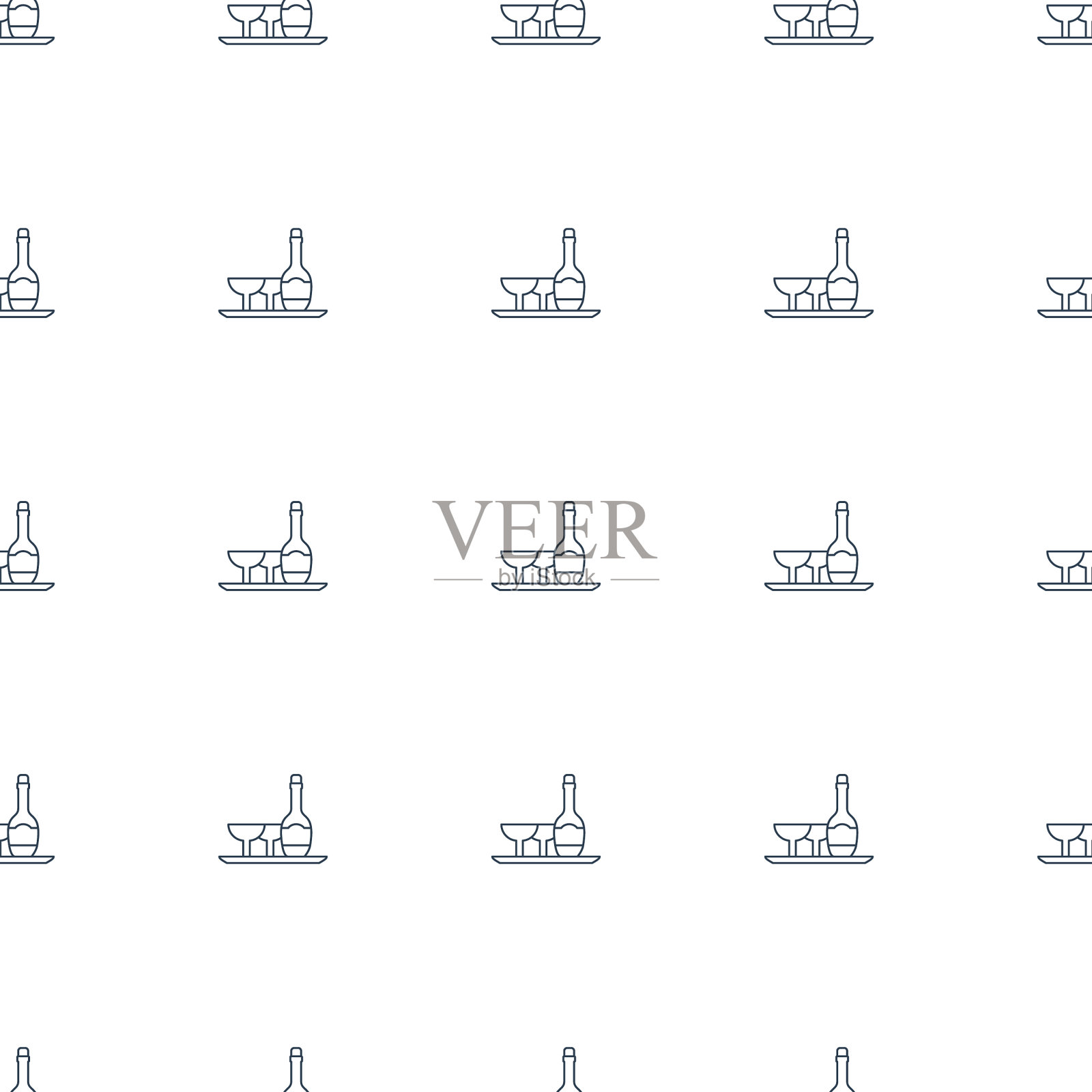 香槟和酒杯图标图案无缝衔接插画图片素材