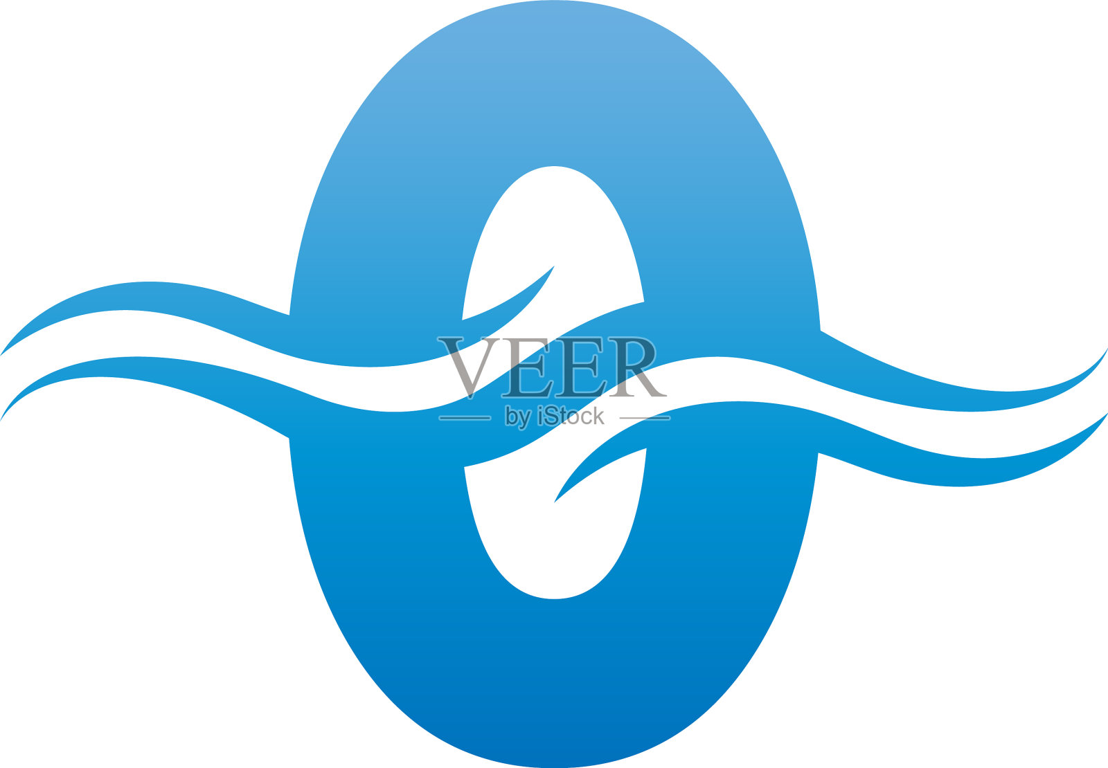 将数字0与波浪设计混合设计元素图片