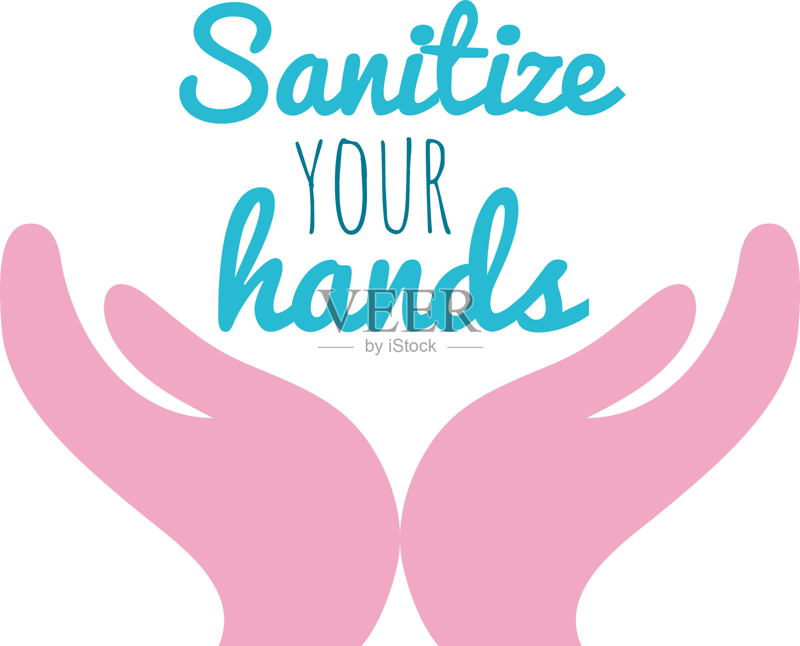 消毒你的手与张开的手图标平设计元素图片
