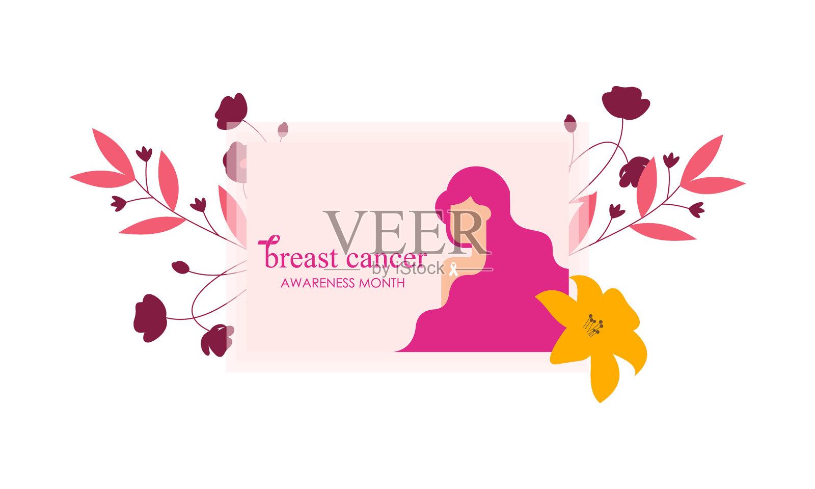 乳腺癌宣传月插画图片素材