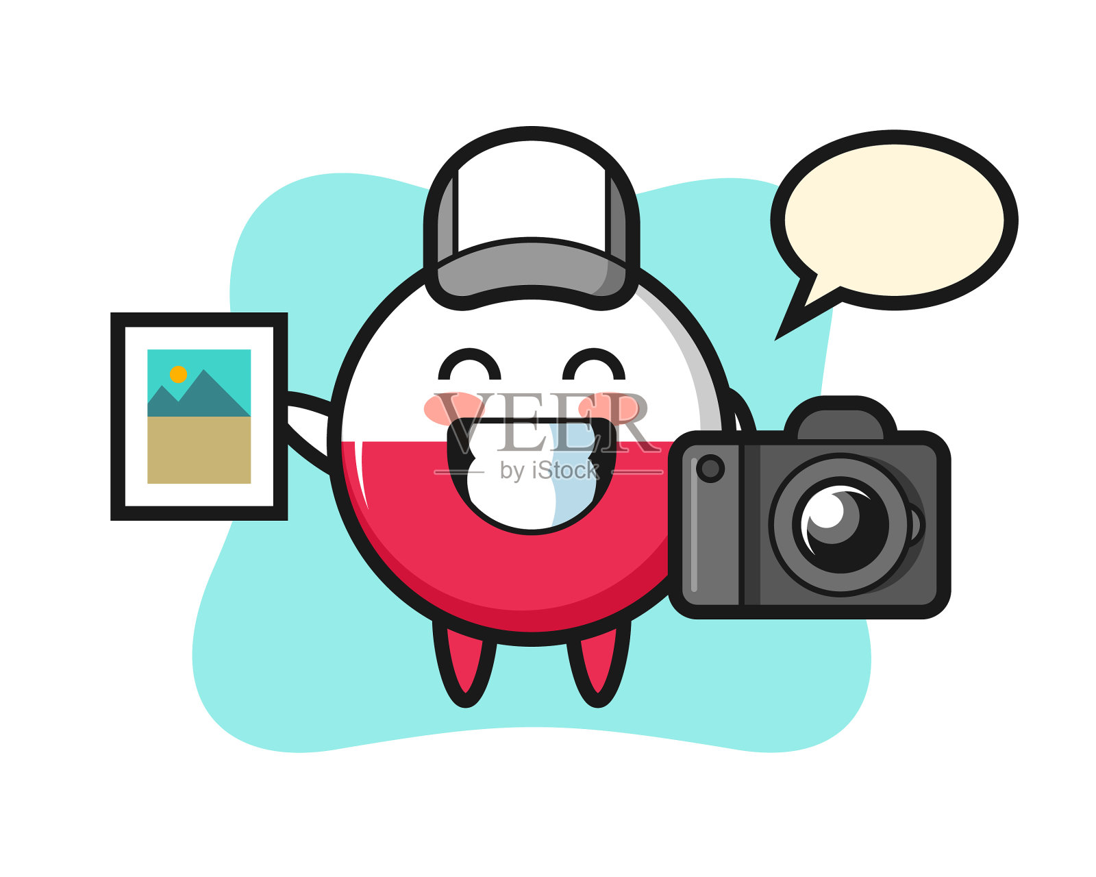 性格波兰国旗徽章作为摄影师插画图片素材