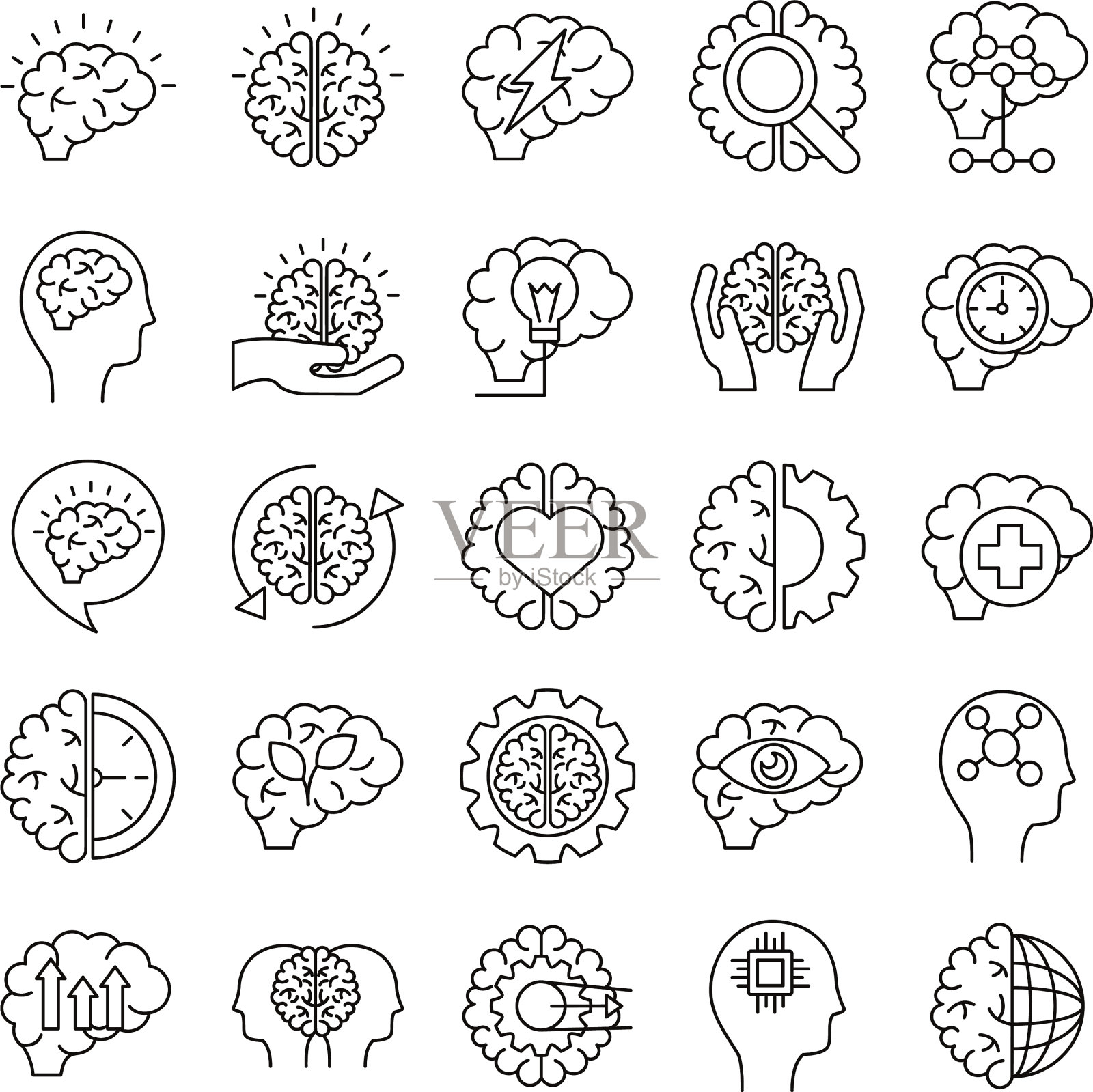 捆绑大脑器官设置图标图标素材