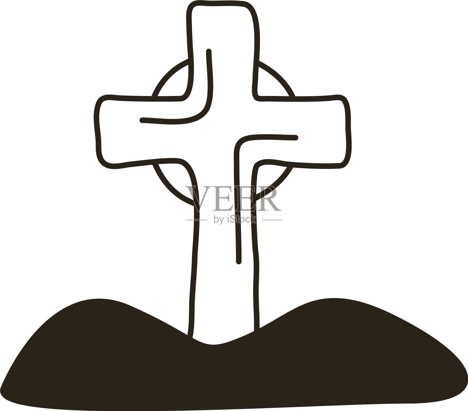 墓园墓室有十字线样式的图标插画图片素材