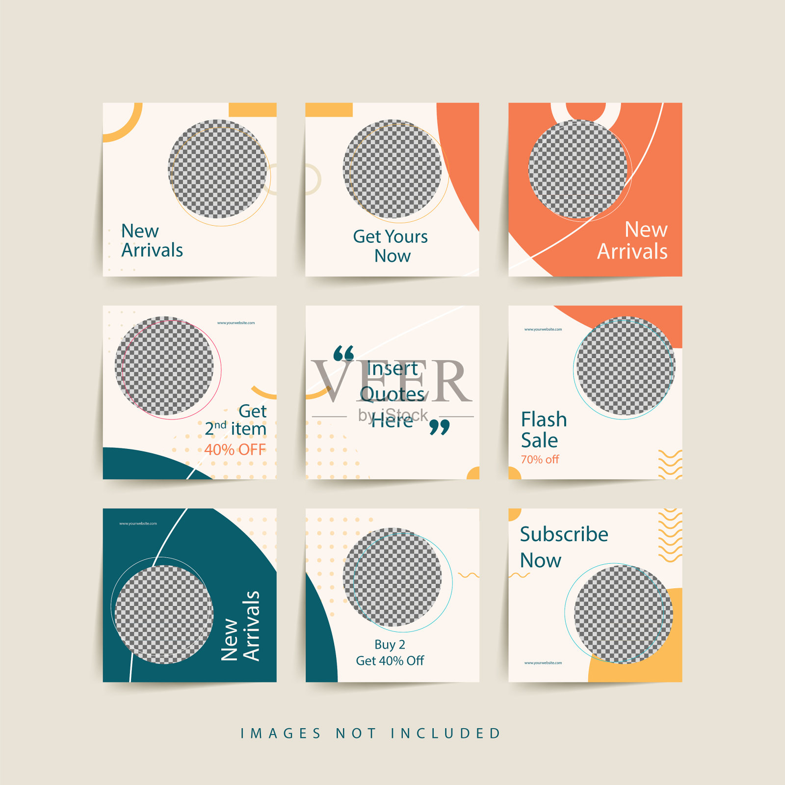 社交媒体拼图框架网格贴模板插画图片素材