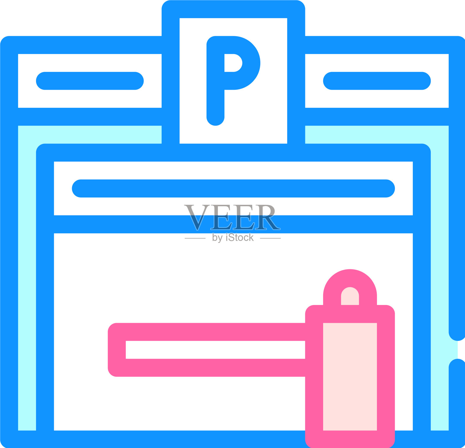 停车场建筑颜色图标平坦设计元素图片