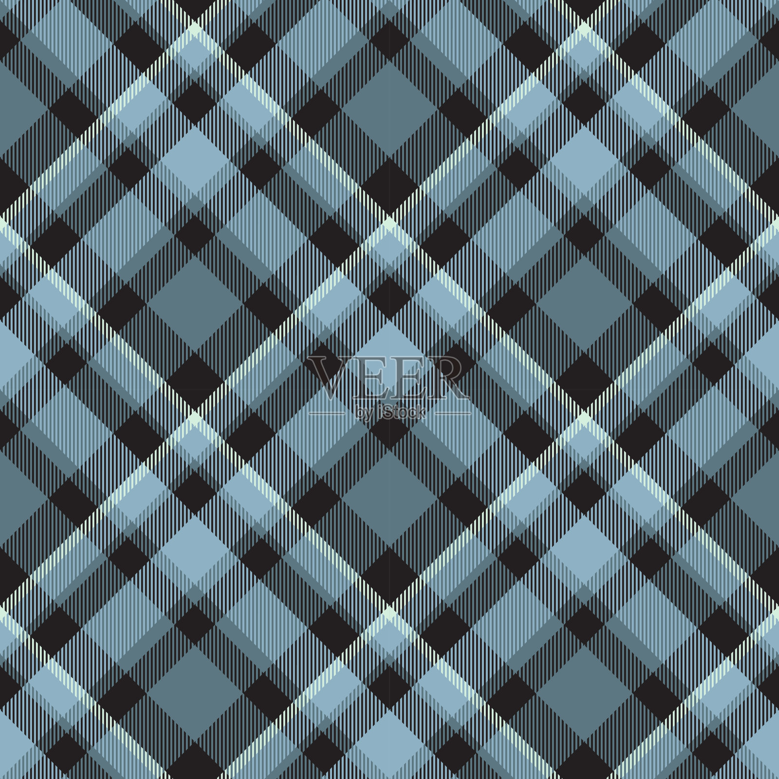 苏格兰格子无缝格子与菱形和正方形纹理-向量插画图片素材