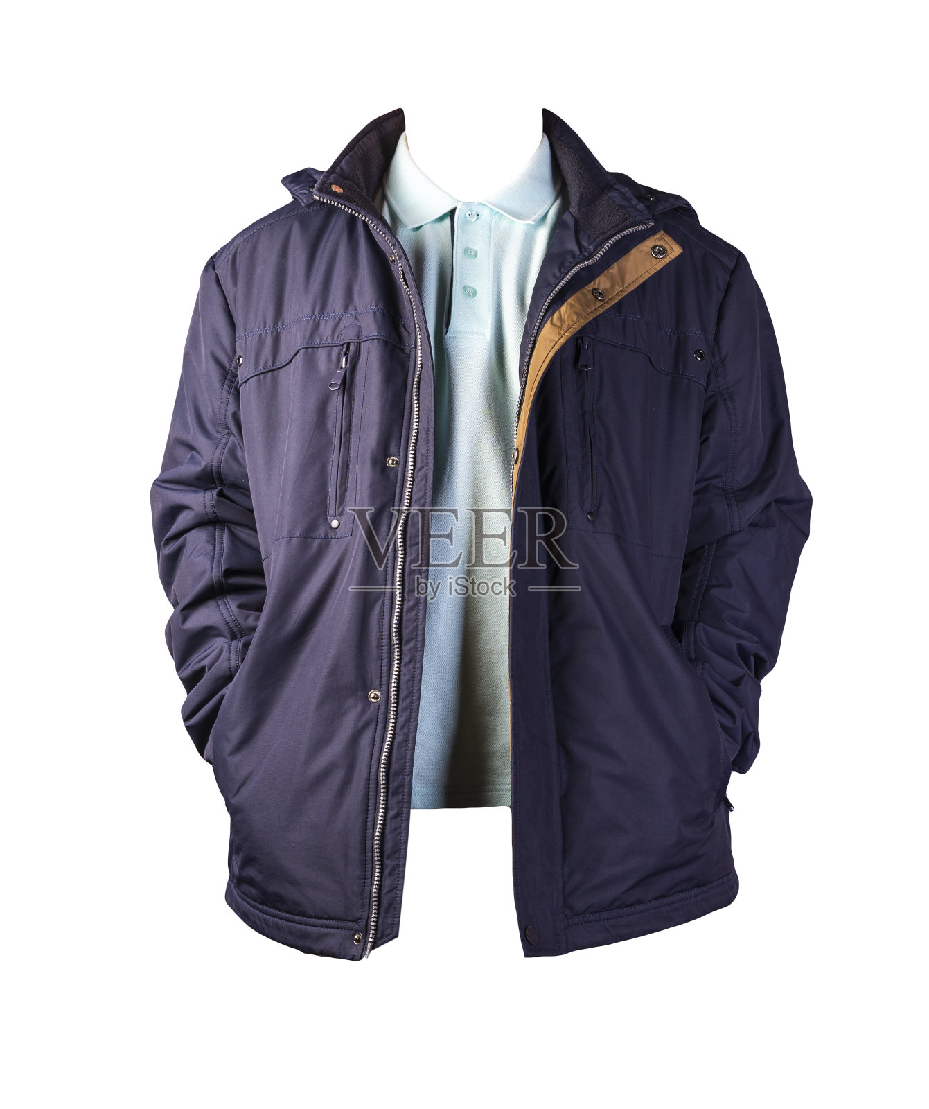 男子t恤和夹克孤立在白色背景。休闲装照片摄影图片